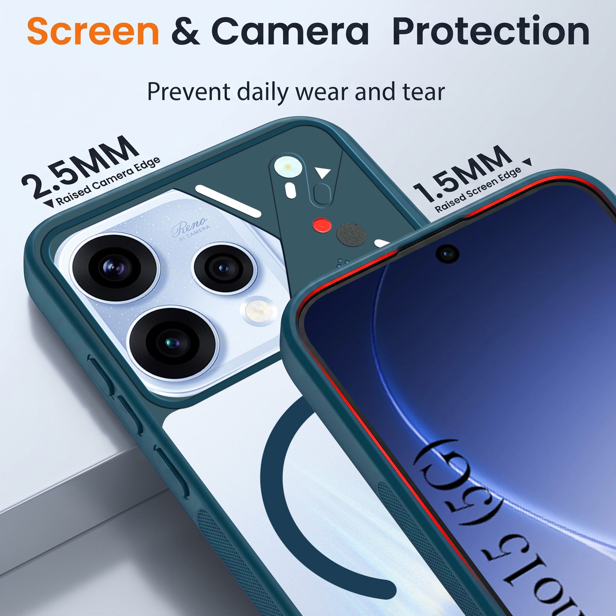 For Oppo Reno15 5G | Oppo Reno 15 5G Back Cover Case Lifetime Anti-Yellow Clear (Camera Protection | Side Grip | Wireless MagSafe Compatible)