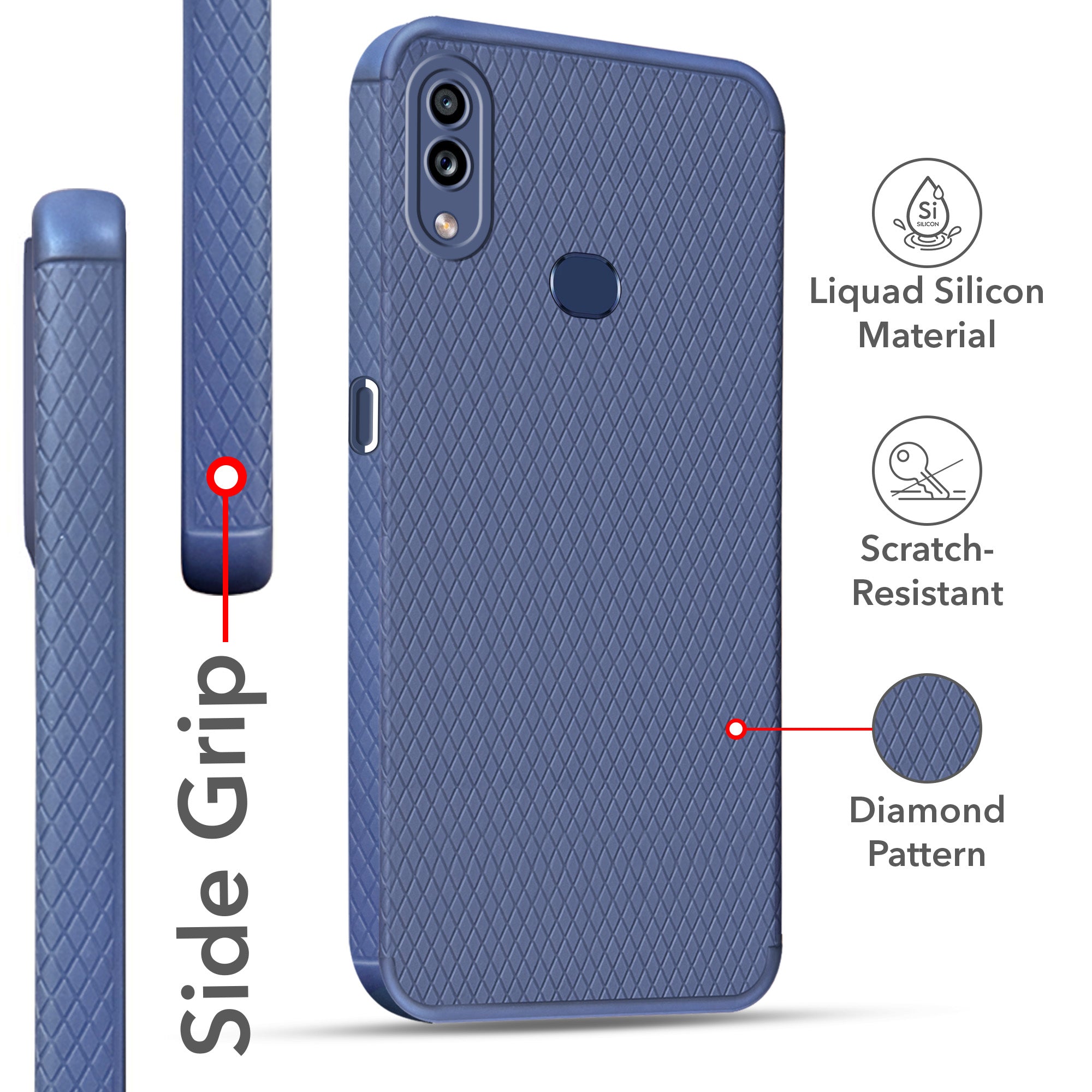 For Samsung Galaxy M01s Back Cover Case Liquid Silicone (Camera Protection | Side Grip Texture | Soft and Flexible)