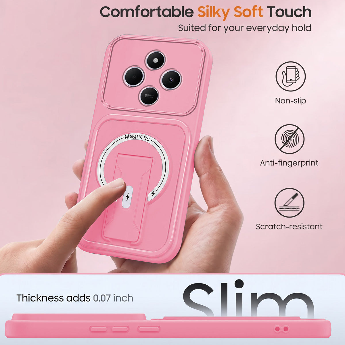 For Redmi A4 5G | Xiaomi Redmi 14C Back Case Cover Metallic (Hybrid Armor Kickstand | MagSafe Compatible | Camera Protection Shockproof)