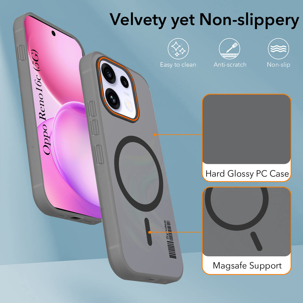 For Oppo Reno 16C 5G Back Cover Case (Soft Touch | Camera Bump Protection | MagSafe Compatible | Matte Finish)