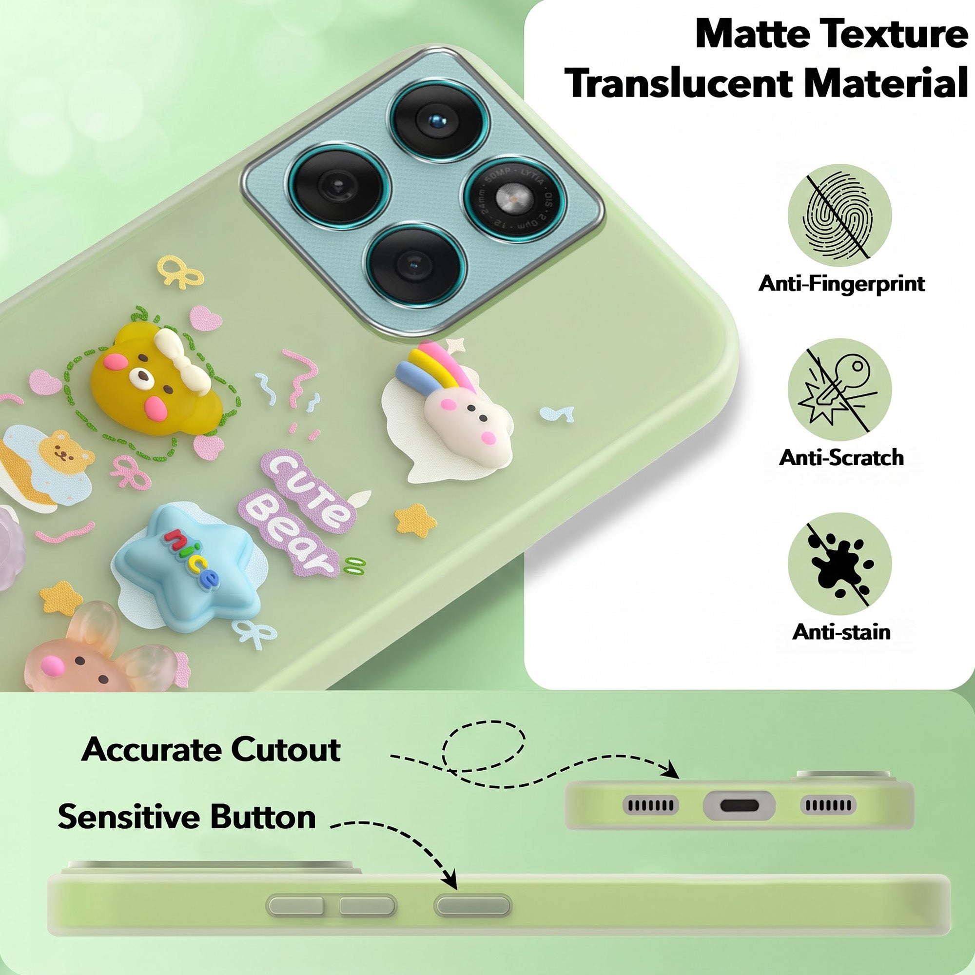 For Motorola Moto Edge 60 Fusion Back Cover Case (3D Cute Cartoons | Hard Back Side Soft | Matte Premium Finish | HD Printing)