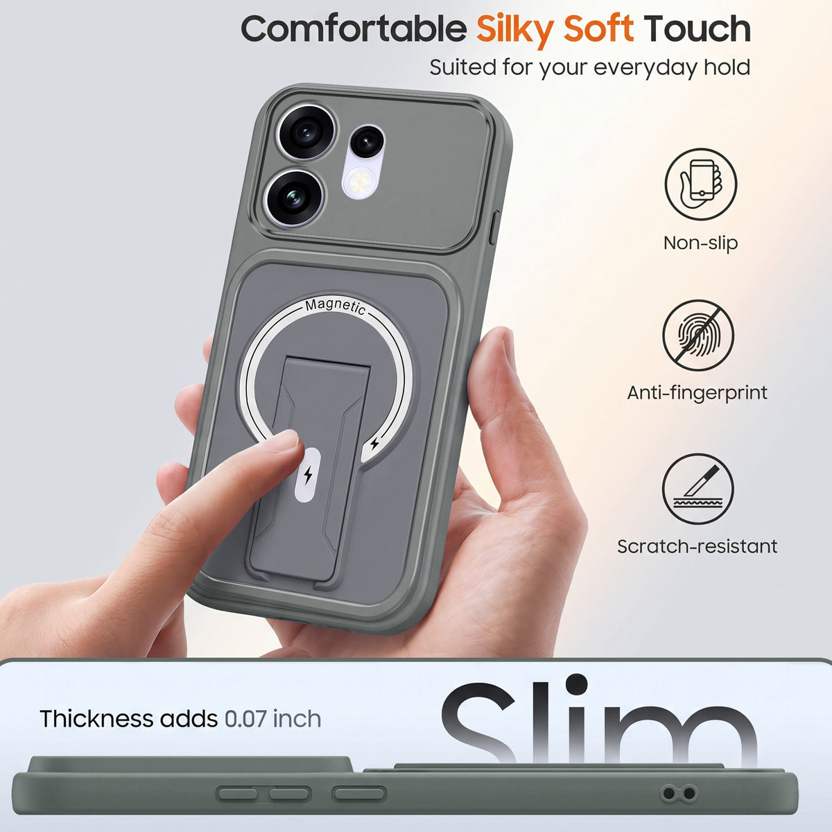For Oppo Reno 16 Back Case Cover Metallic (Hybrid Armor Kickstand | MagSafe Compatible | Camera Protection Shockproof)