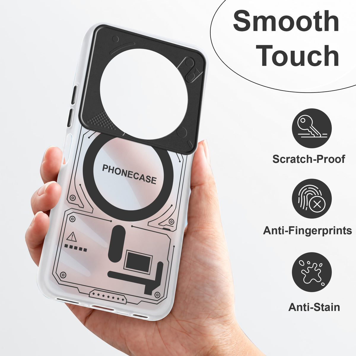 For Poco C75 | Poco M7 Metallic Back Cover Case (Metallic Camera Protection & Buttons | Translucent Milky Shade | Hard Polycarbonate)