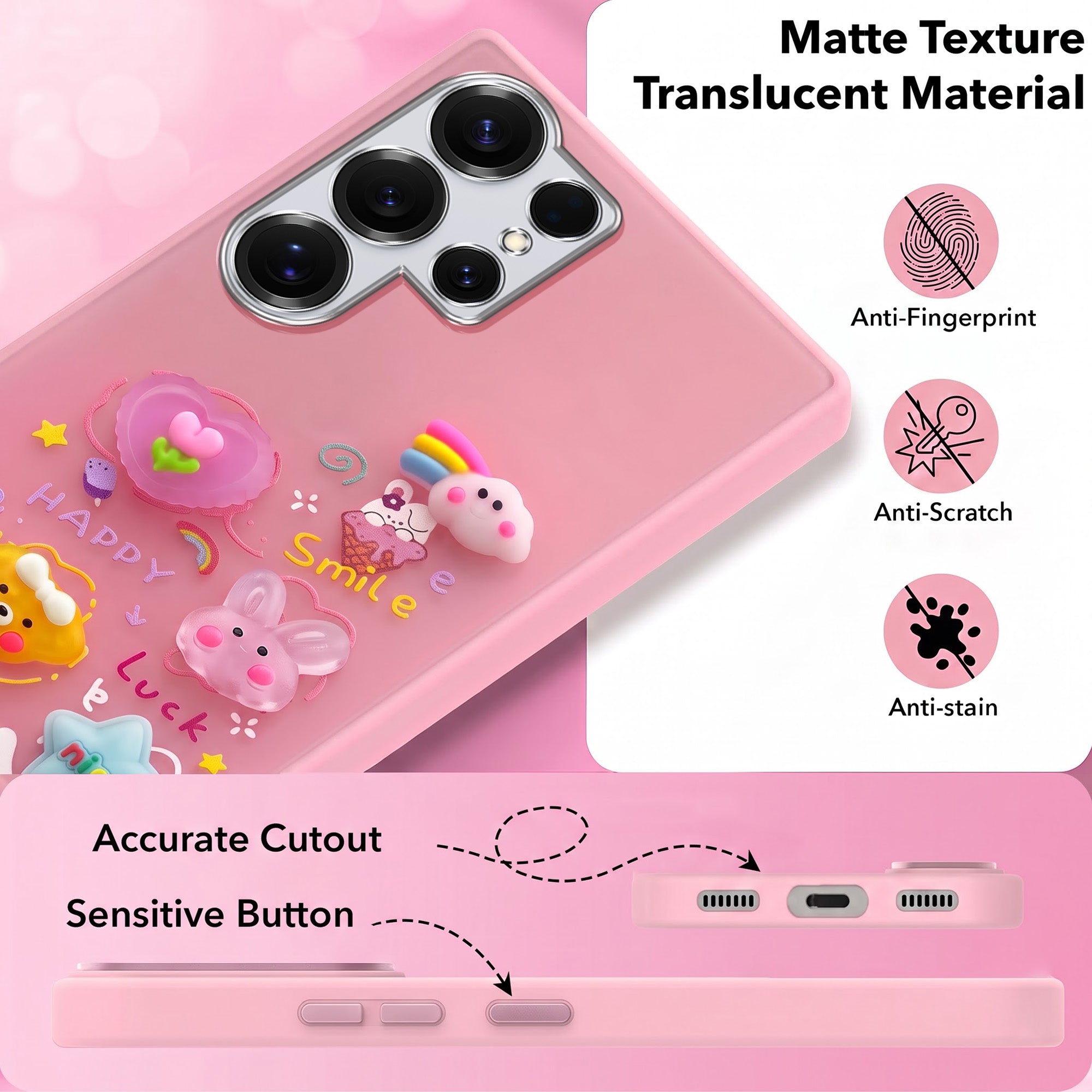 For Samsung Galaxy S25 Ultra Back Cover Case (3D Cute Cartoons | Hard Back Side Soft | Matte Premium Finish | HD Printing)