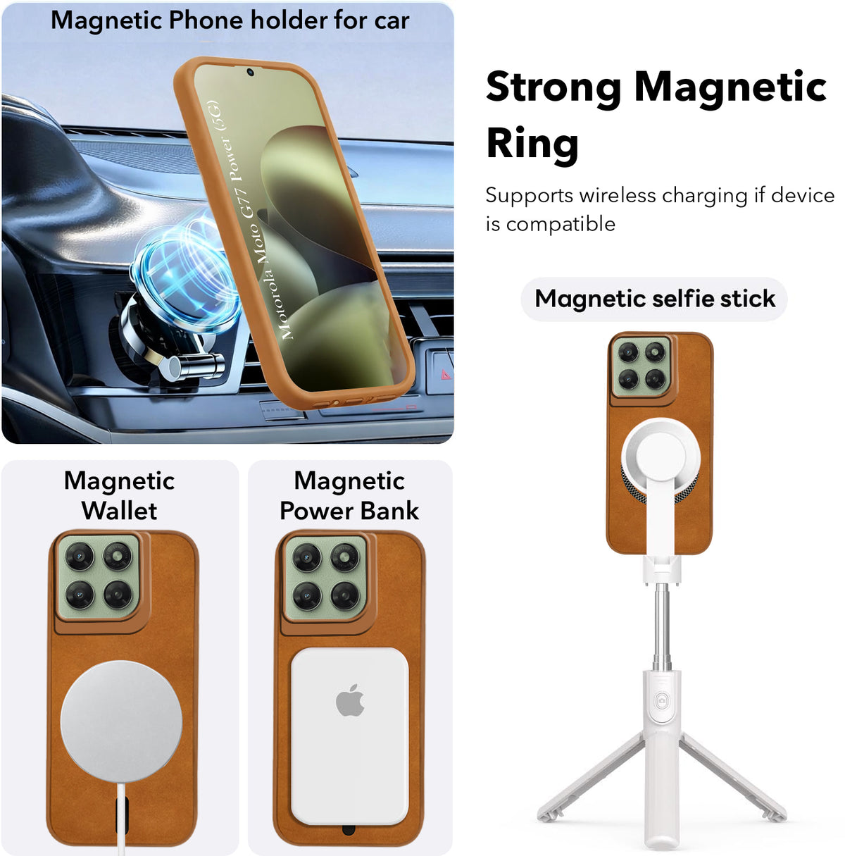For Motorola Moto G77 Power Back Cover Case Leather Finish (MagSafe Compatible Wireless Charging | Soft Touch | Camera Bump Protection)