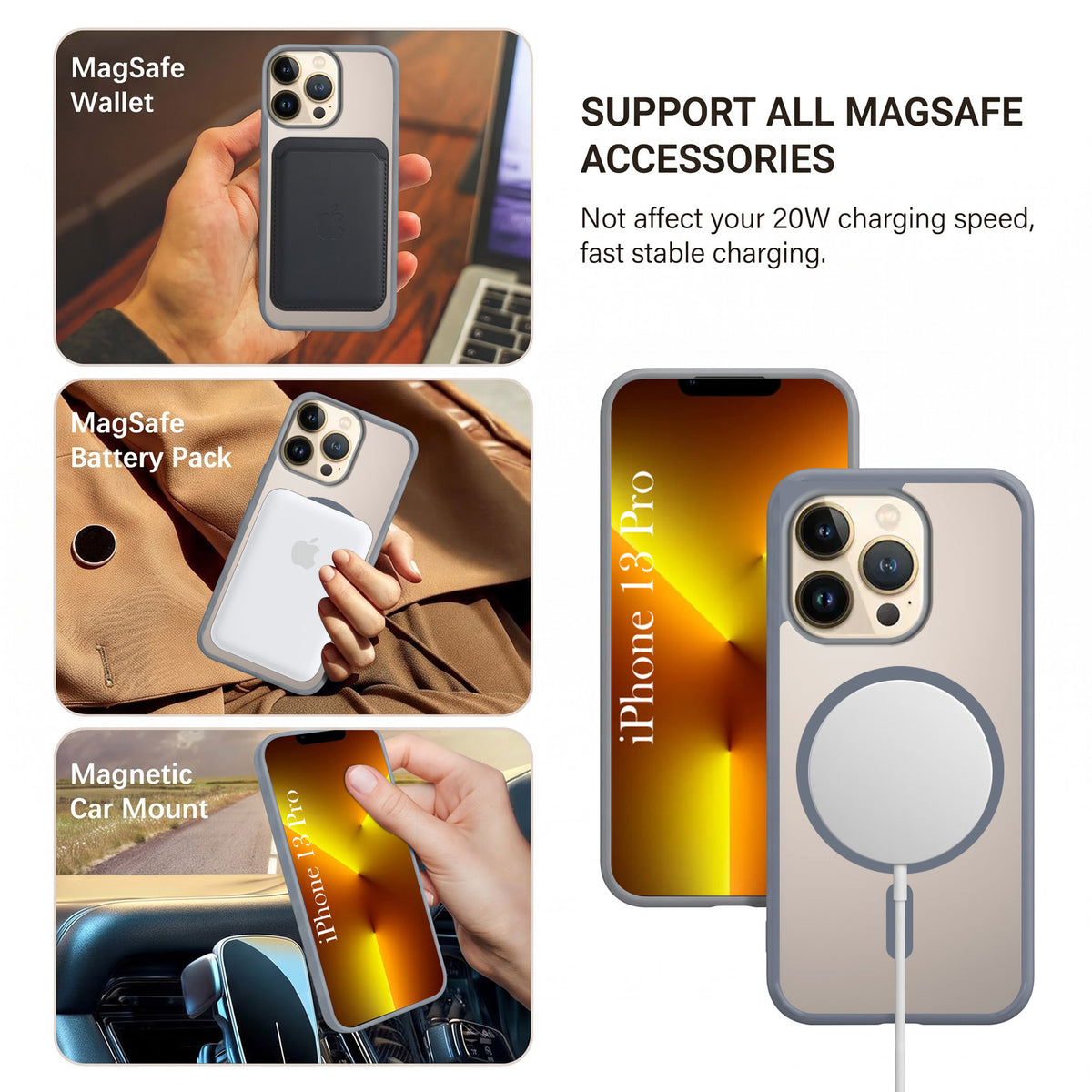 For Apple iPhone 13 pro Matte Finish Back Case Cover (MagSafe Compatible | Translucent Soft Touch | Slim and Unbreakable)