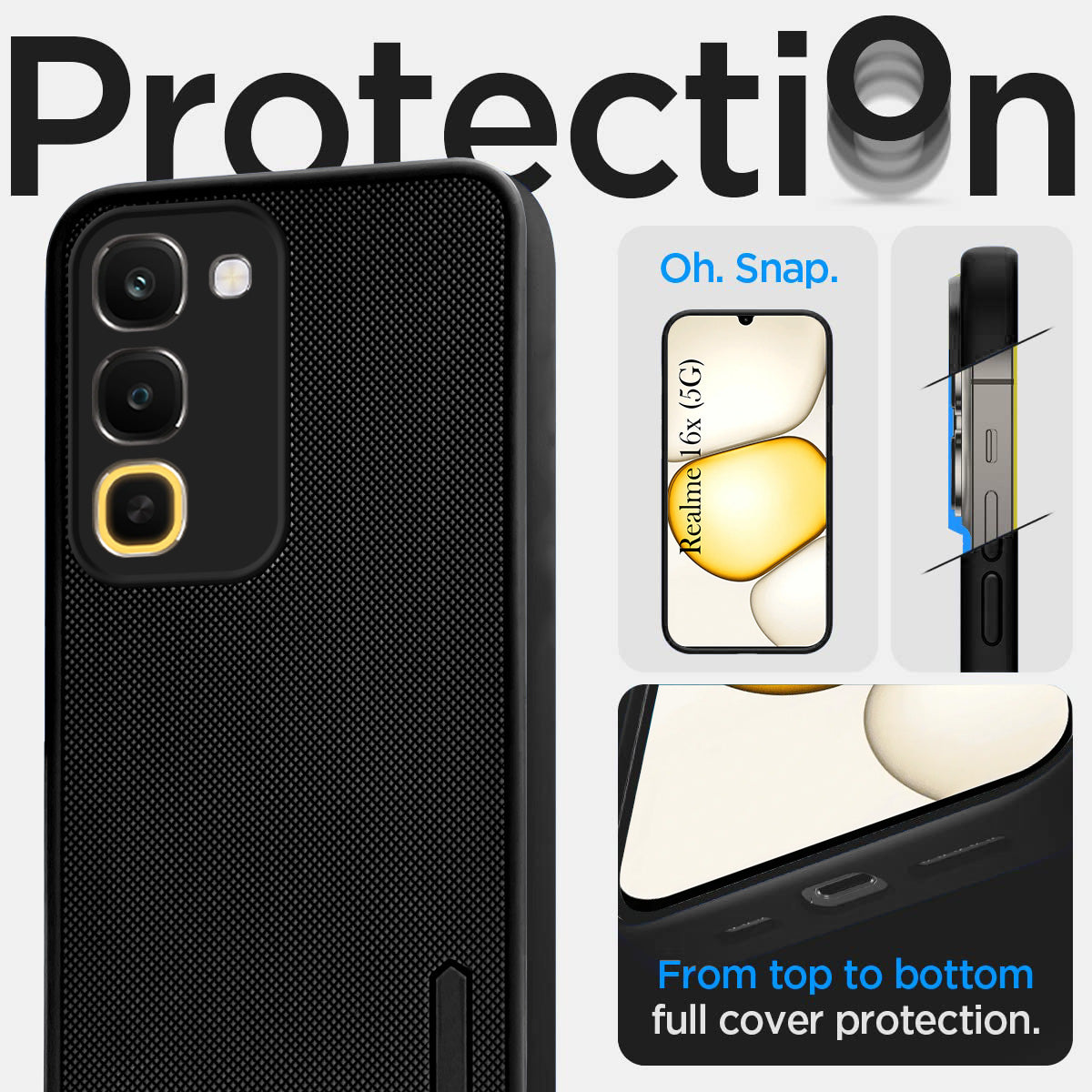For Realme 16x 5G Back Cover Case Rubberised (Textured Grip Design| Micro-Fiber Cloth Inside | Slim and Light Weight | Soft Touch and Feel)