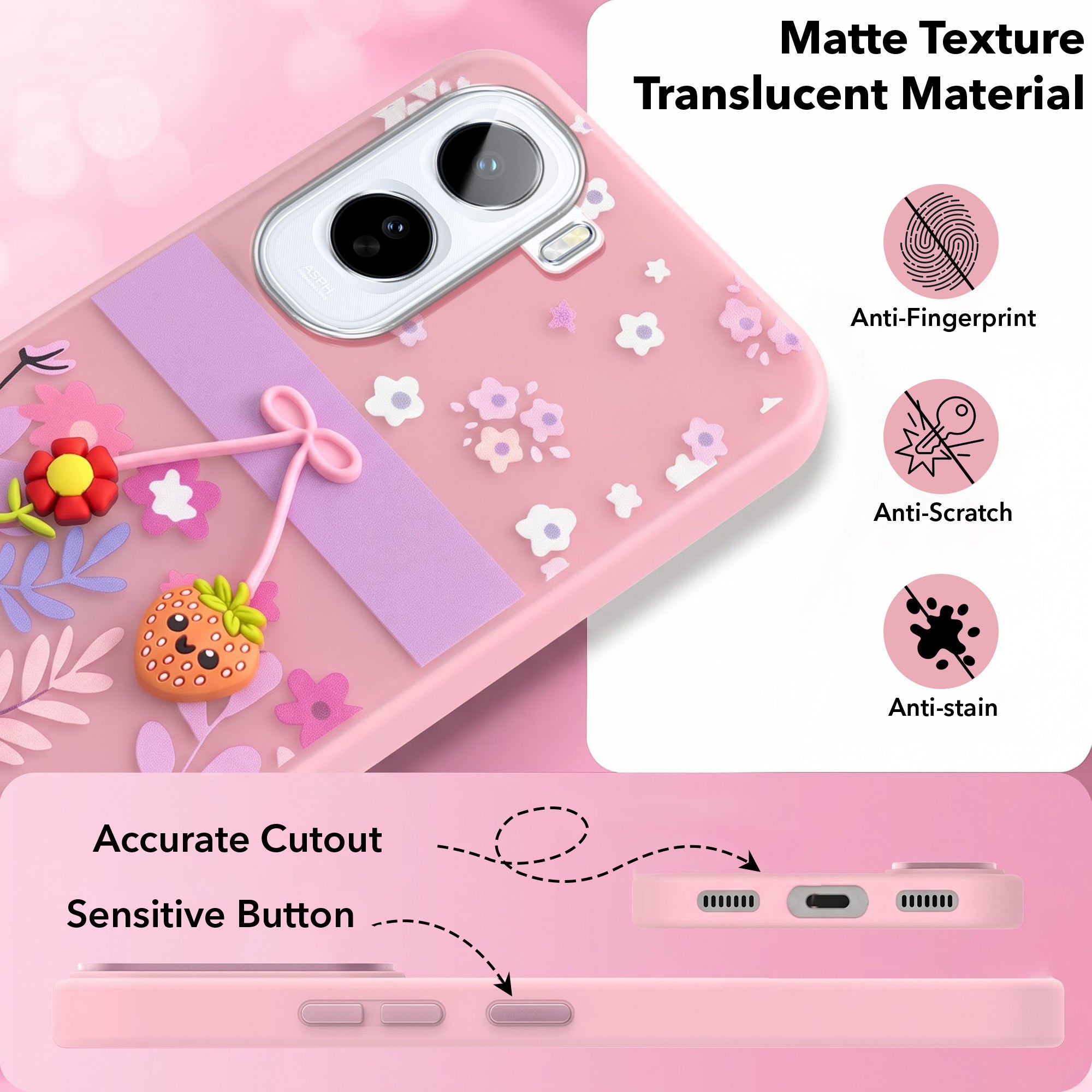 For Vivo T5 Pro 5G Back Cover Case (3D Cute Cartoons | Hard Back Side Soft | Matte Premium Finish | HD Printing)