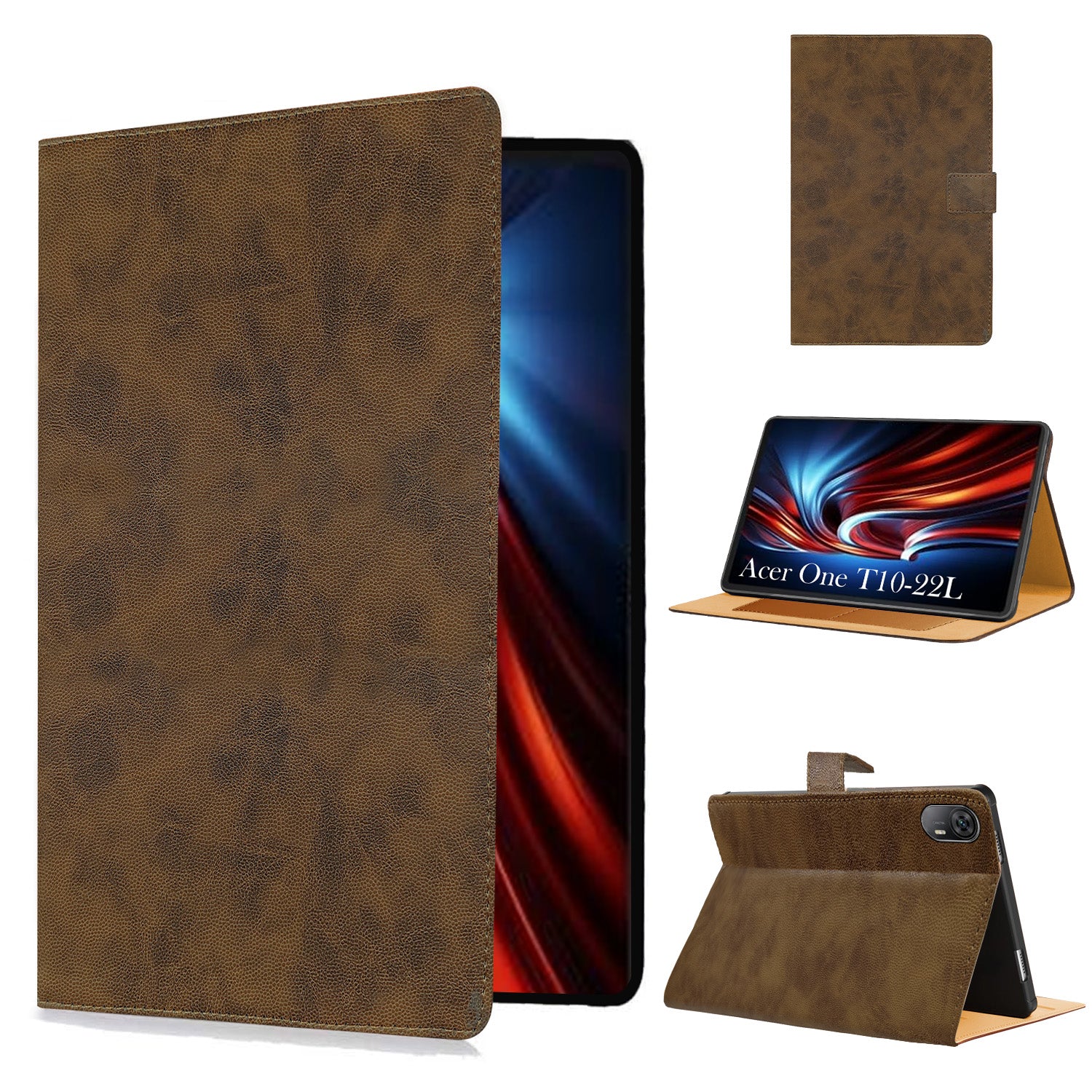For Acer One T10-22L 10.36 Inch Flip Cover Folio Cover (PU Leather | Multi-Angle Smart Stand | Card Storage Slots | Silicone Back Pouch)