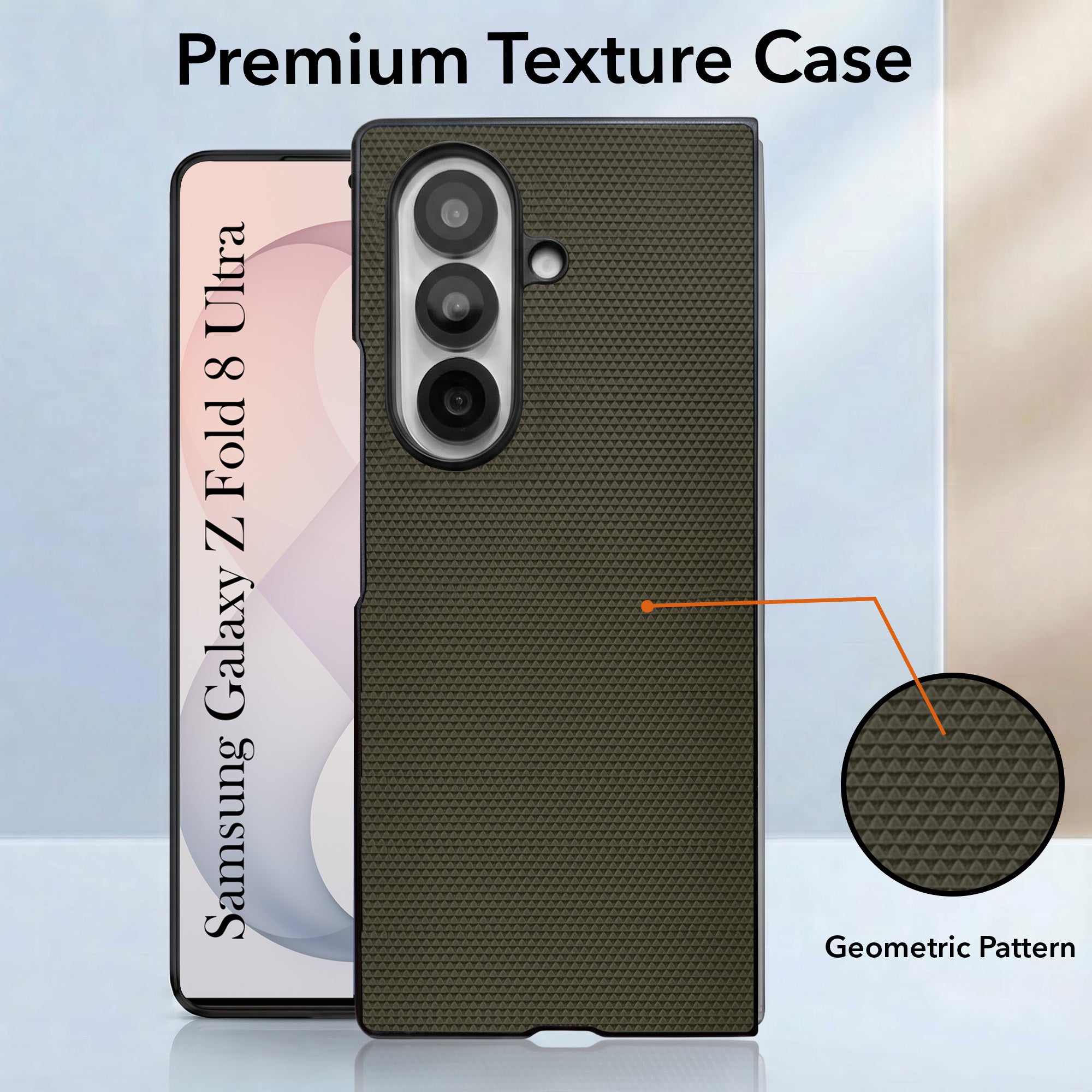 For Samsung Galaxy Z Fold 8 Ultra Premium Cover Case (Geometric Textured Hard PC | Soft Cloth Lining & Slim Shockproof Protection)