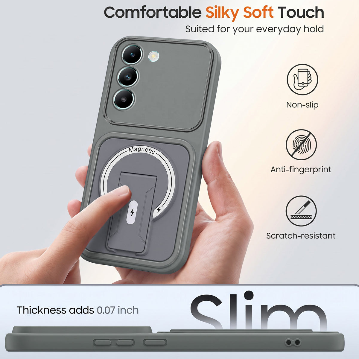 For Vivo T3 5G Back Case Cover Metallic (Hybrid Armor Kickstand | MagSafe Compatible | Camera Protection Shockproof)