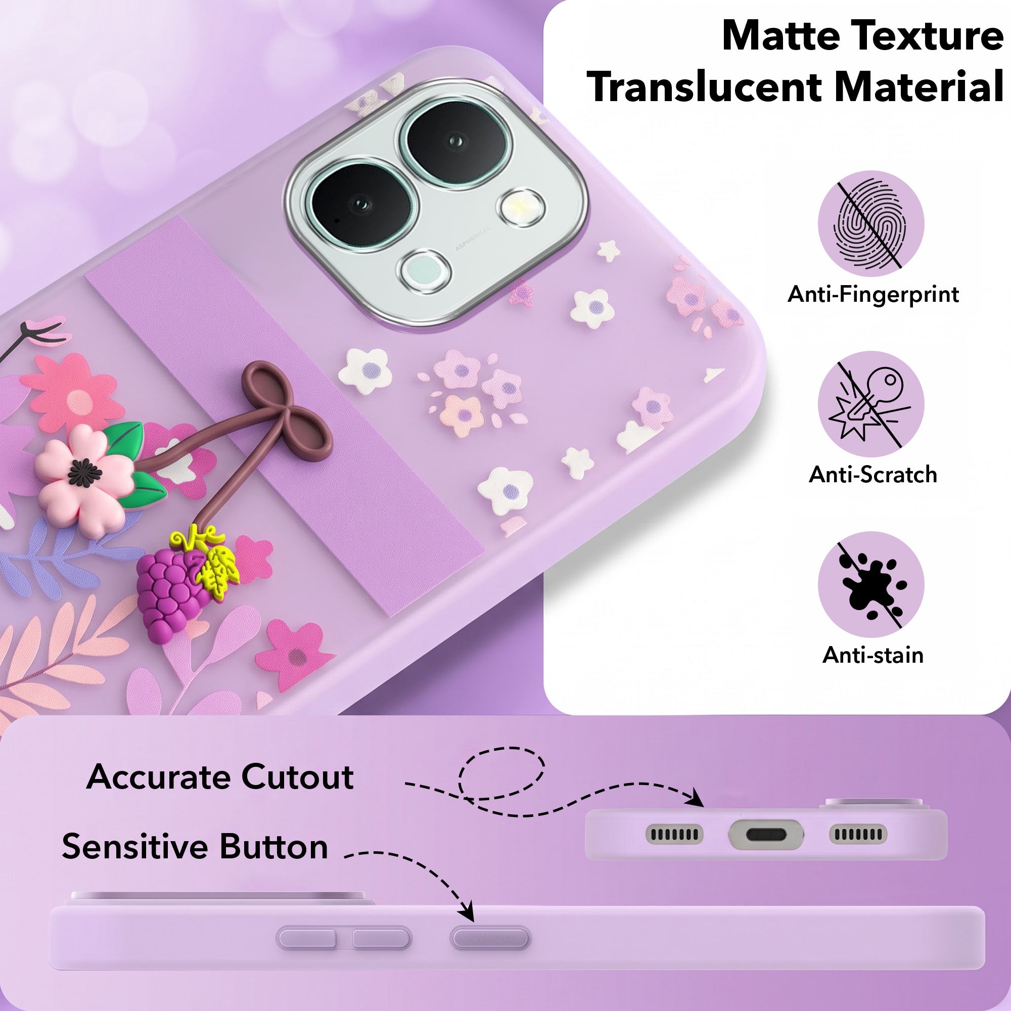 For Vivo iQOO Z11x 5G Back Cover Case (3D Cute Cartoons | Hard Back Side Soft | Matte Premium Finish | HD Printing)