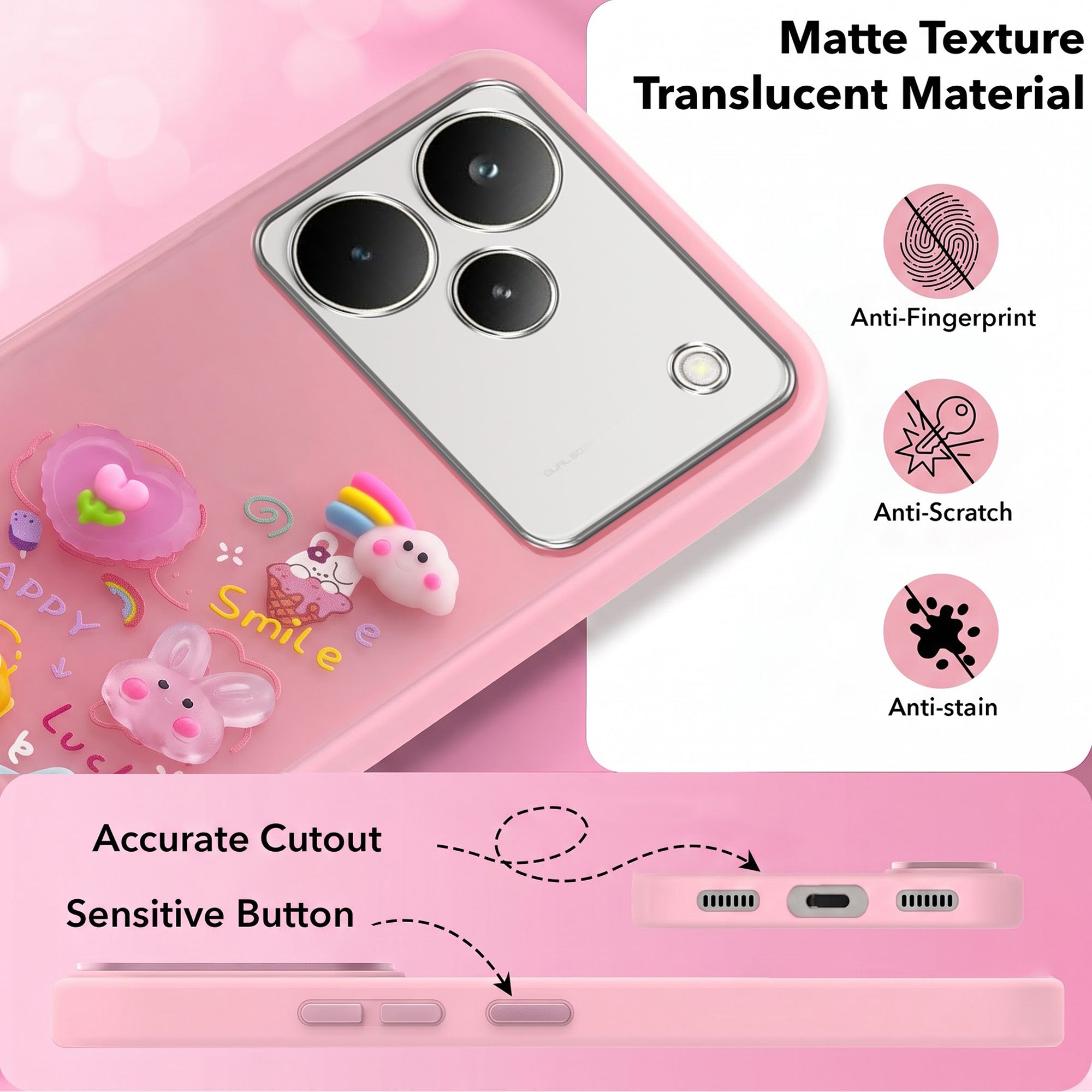 For Realme P4 Pro Back Cover Case (3D Cute Cartoons | Hard Back Side Soft | Matte Premium Finish | HD Printing)