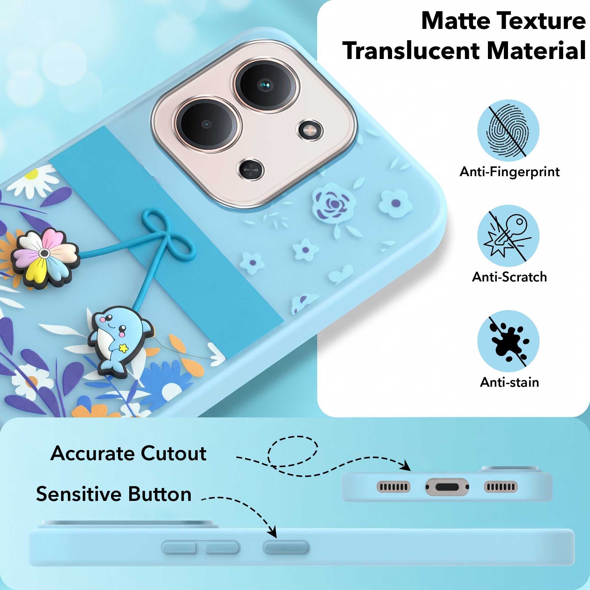 For Redmi 15C Back Cover Case (3D Cute Cartoons | Hard Back Side Soft | Matte Premium Finish | HD Printing)