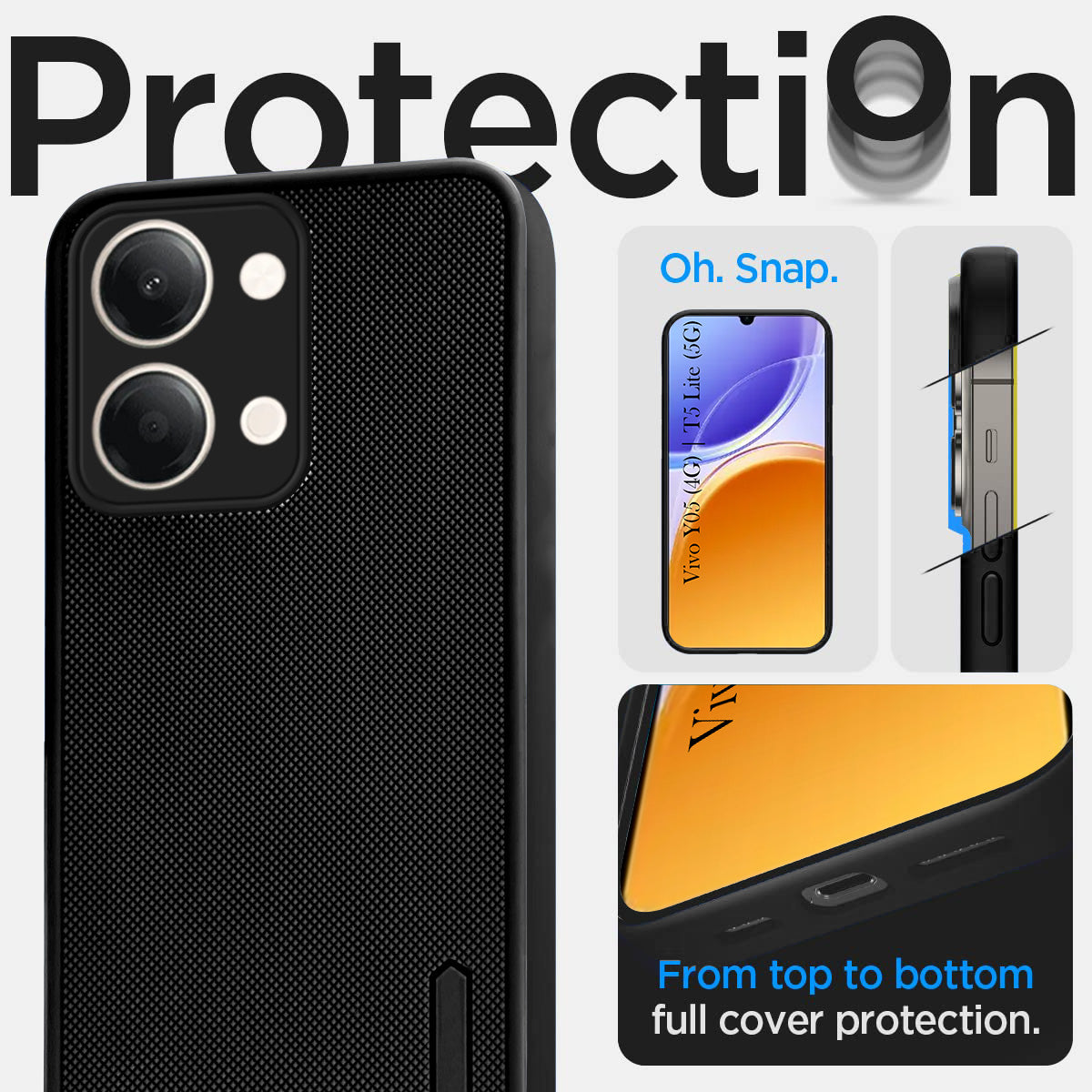 For Vivo Y05 (4G) | Vivo T5 Lite (5G) Back Cover Case Rubberised (Textured Grip Design | Camera Protection | Slim and Light Weight | Soft Touch and Feel)