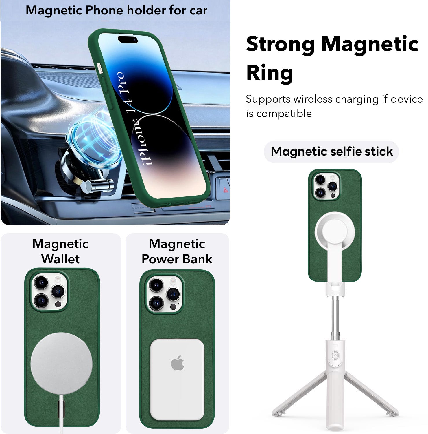 For Apple iPhone 14 Pro Back Cover Case Leather Finish (MagSafe Compatible Wireless Charging | Soft Touch | Camera Bump Protection)
