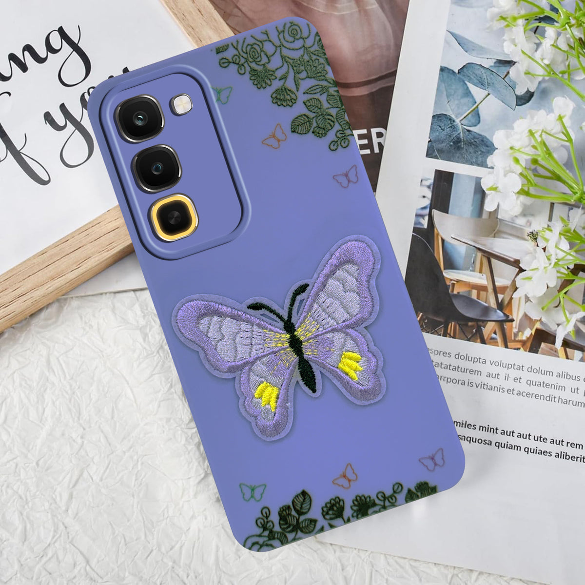 For Realme 16x 5G Back Cover Case (Soft Butterfly Embroidery | Women Teen Girls | Camera Protection| Matte Silicone)