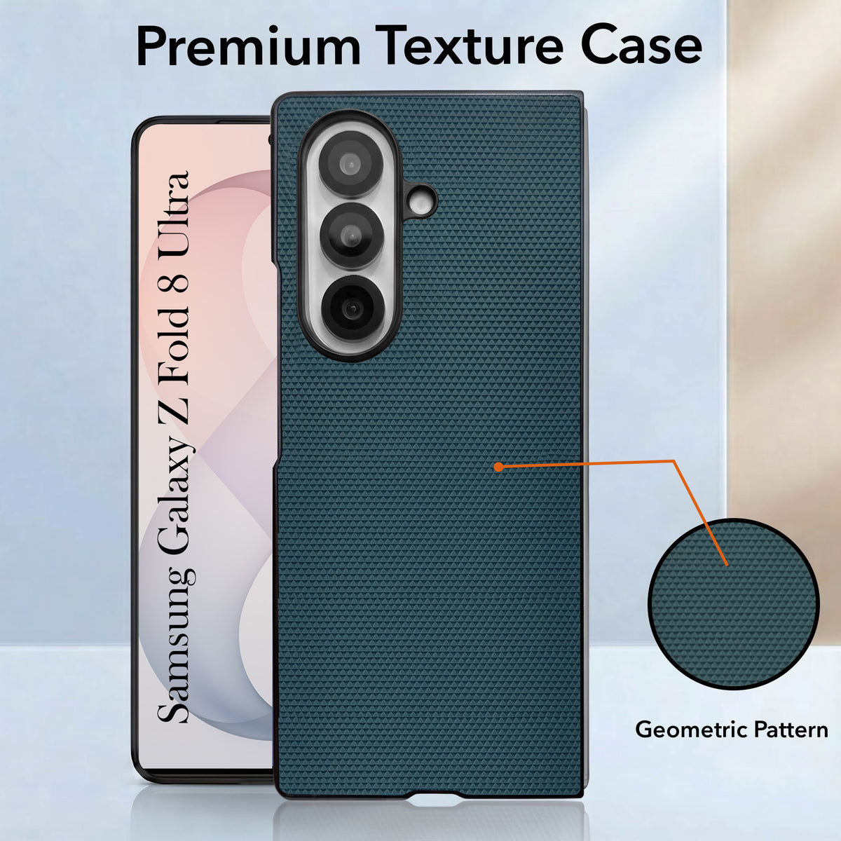 For Samsung Galaxy Z Fold 8 Ultra Premium Cover Case (Geometric Textured Hard PC | Soft Cloth Lining & Slim Shockproof Protection)