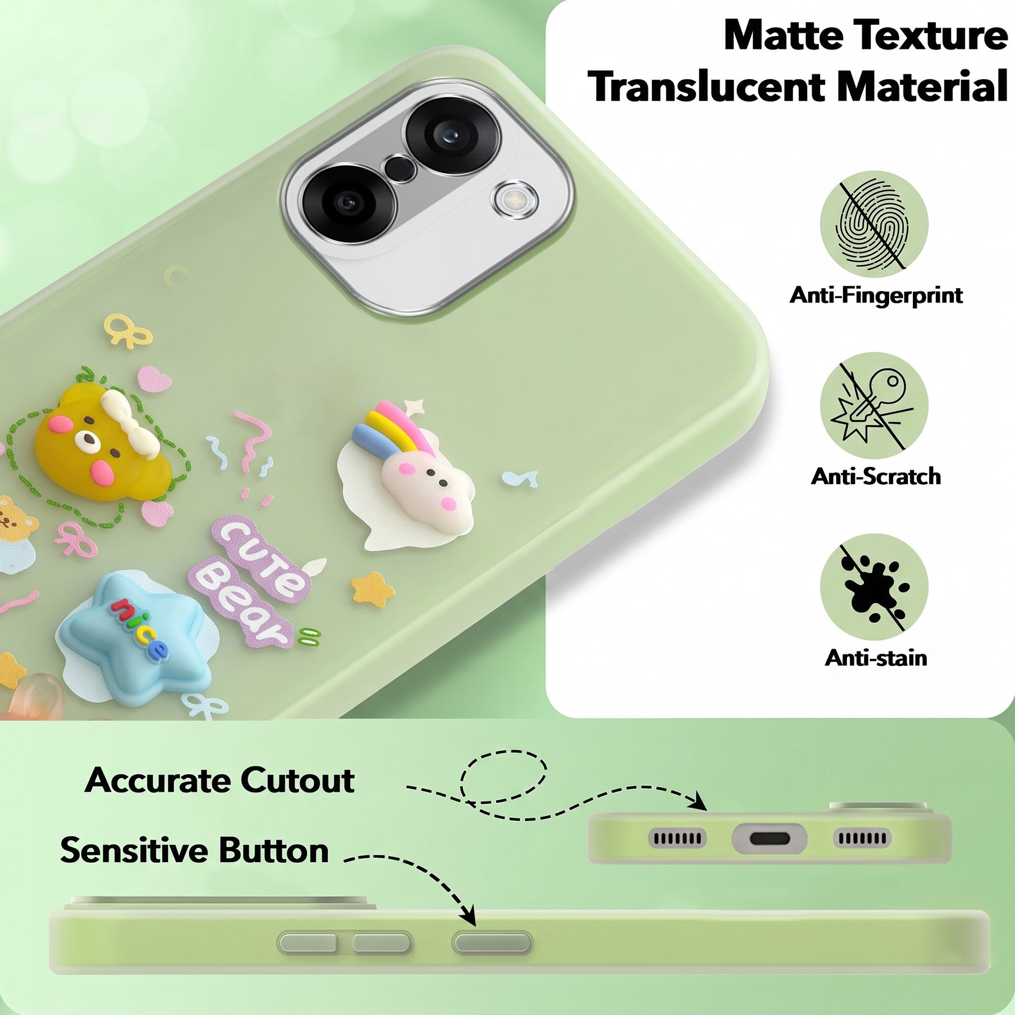 For Oneplus Nord CE 5 Back Cover Case (3D Cute Cartoons | Hard Back Side Soft | Matte Premium Finish | HD Printing)