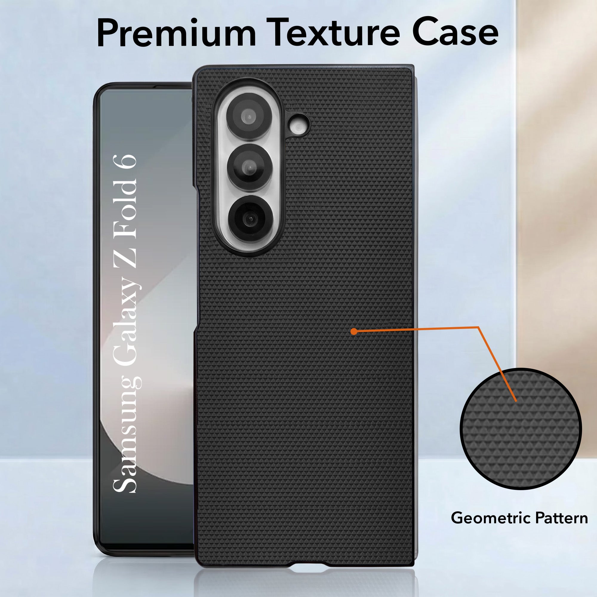 For Samsung Galaxy Z Fold 6 5G Premium Cover Case (Geometric Textured Hard PC | Soft Cloth Lining & Slim Shockproof Protection)