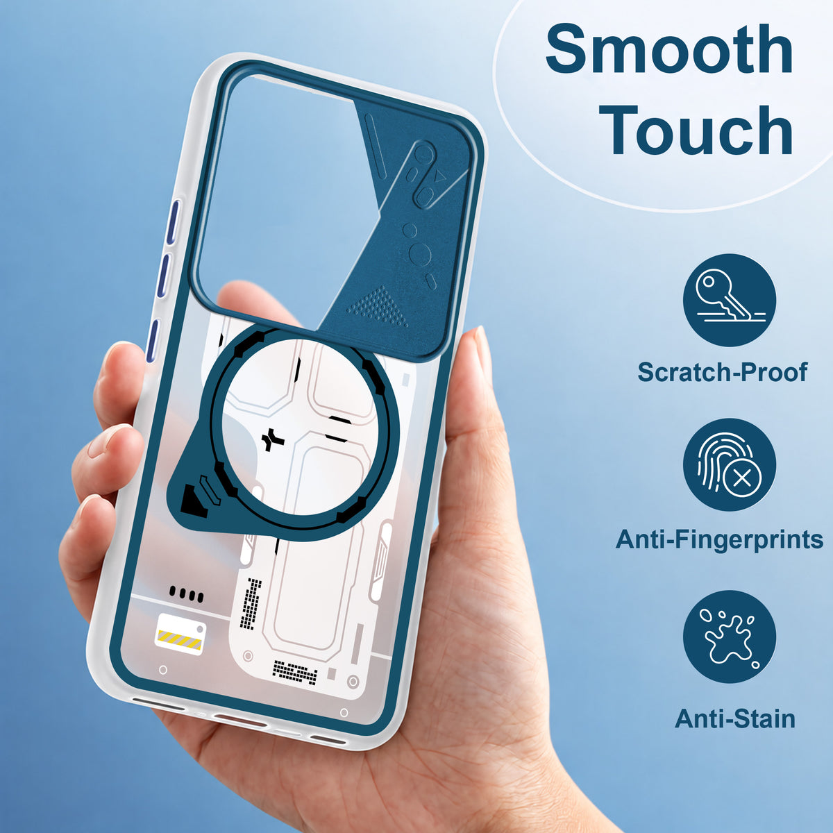 For Vivo iQOO Z10R Metallic Back Cover Case (Metallic Camera Protection & Buttons | Translucent Milky Shade | Hard Polycarbonate)