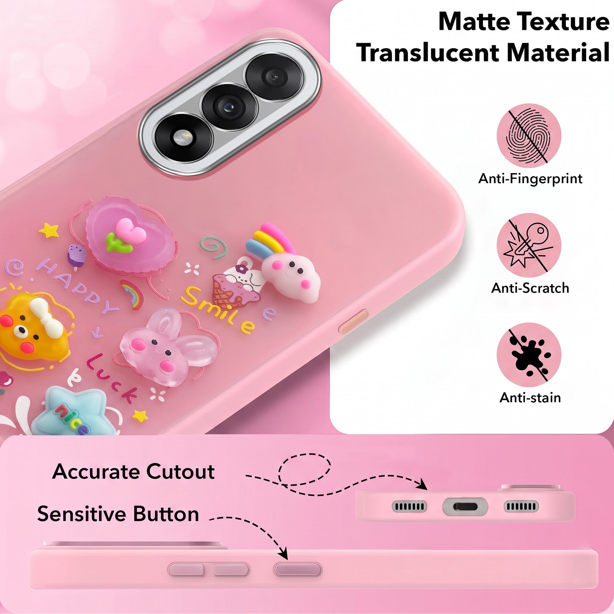 For Oneplus Nord 5 Back Cover Case (3D Cute Cartoons | Hard Back Side Soft | Matte Premium Finish | HD Printing)