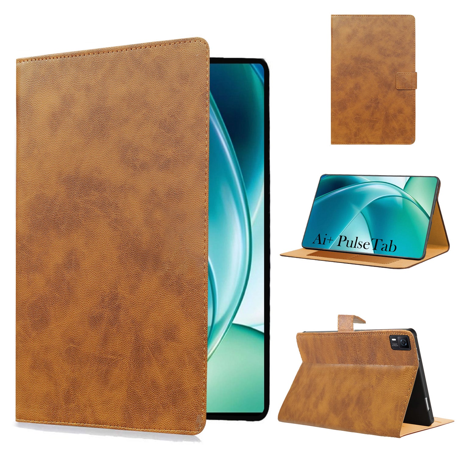 For Ai+ Pulse Tab 10.95 Inch Flip Cover Folio Cover (PU Leather | Multi-Angle Smart Stand | Card Storage Slots | Silicone Back Pouch)