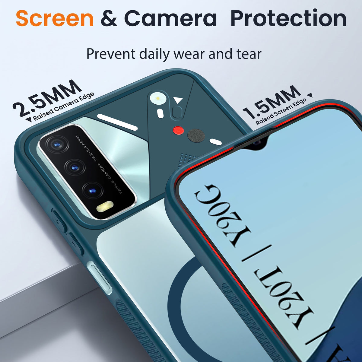 For Vivo Y20A | Y20T | Y20G Back Cover Case Lifetime Anti-Yellow Clear (Camera Protection | Side Grip | Wireless MagSafe Compatible)
