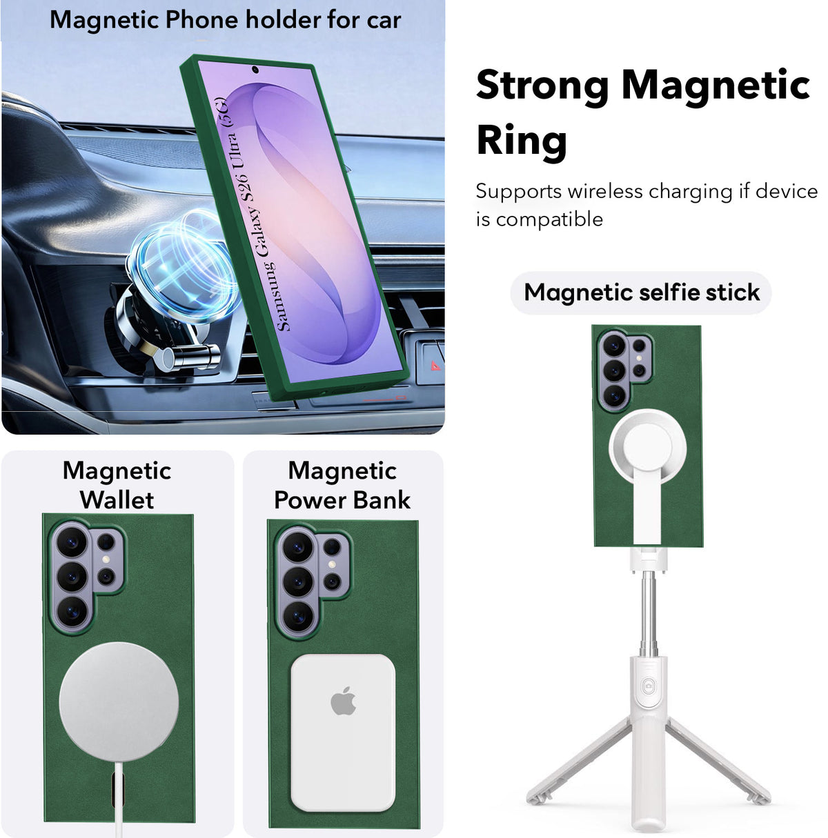 For Samsung Galaxy S26 Ultra Back Cover Case Leather Finish (MagSafe Compatible Wireless Charging | Soft Touch | Camera Bump Protection)