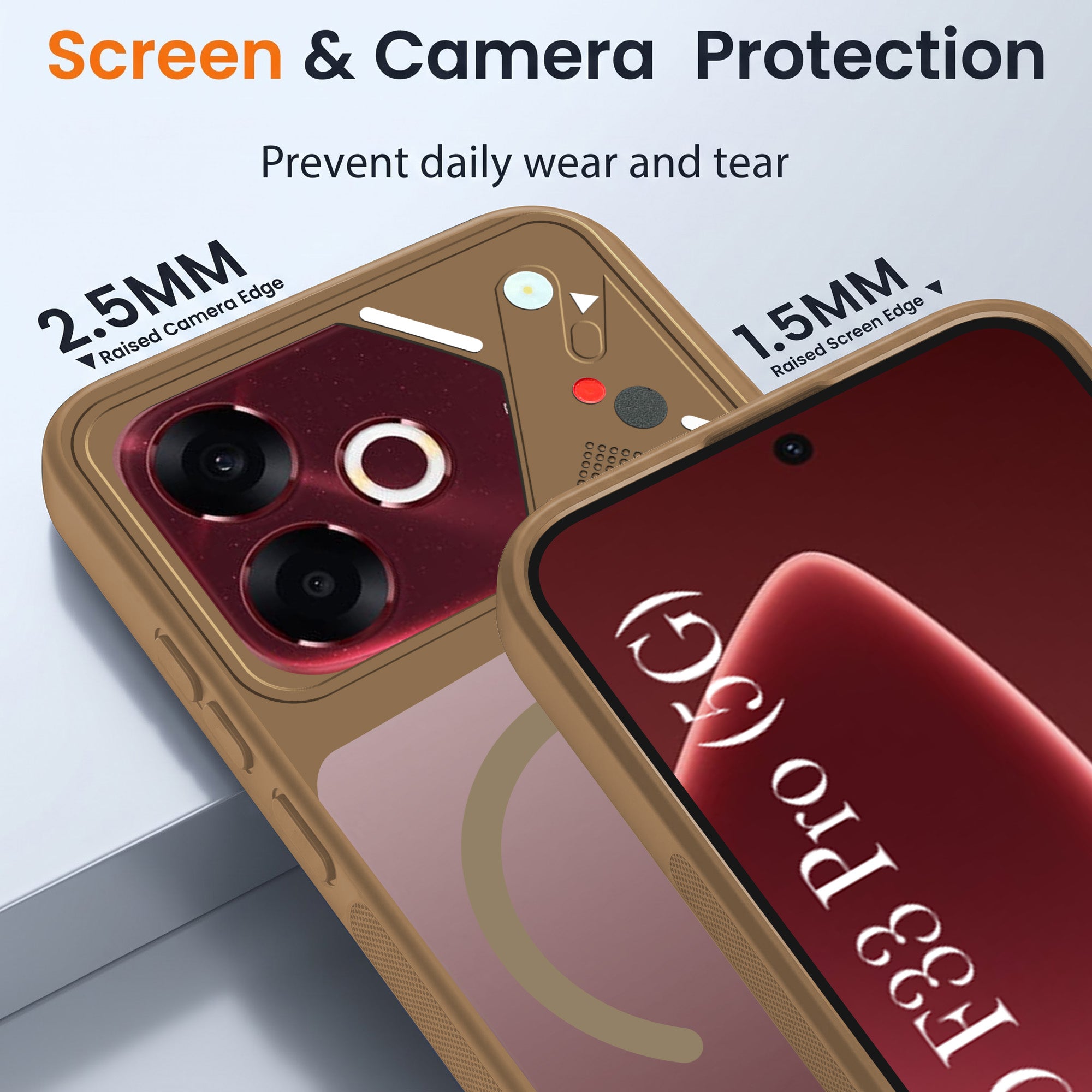 For Oppo F33 Pro 5G Back Cover Case Lifetime Anti-Yellow Clear (Camera Protection | Side Grip | Wireless MagSafe Compatible)