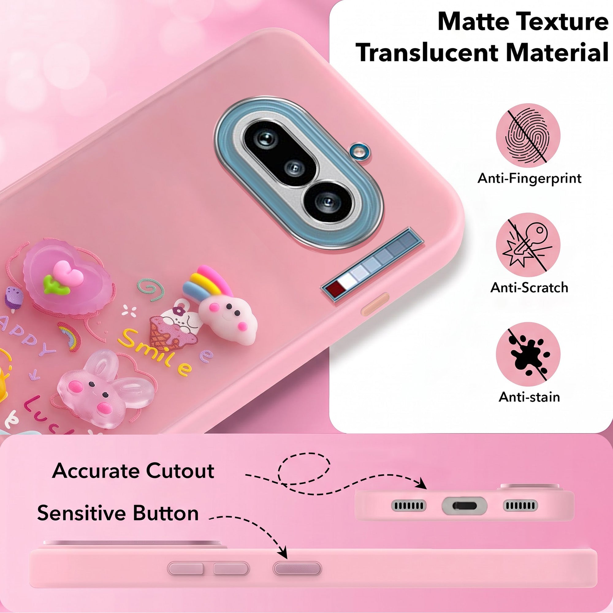 For Nothing Phone 4A 5G Back Cover Case (3D Cute Cartoons | Hard Back Side Soft | Matte Premium Finish | HD Printing)
