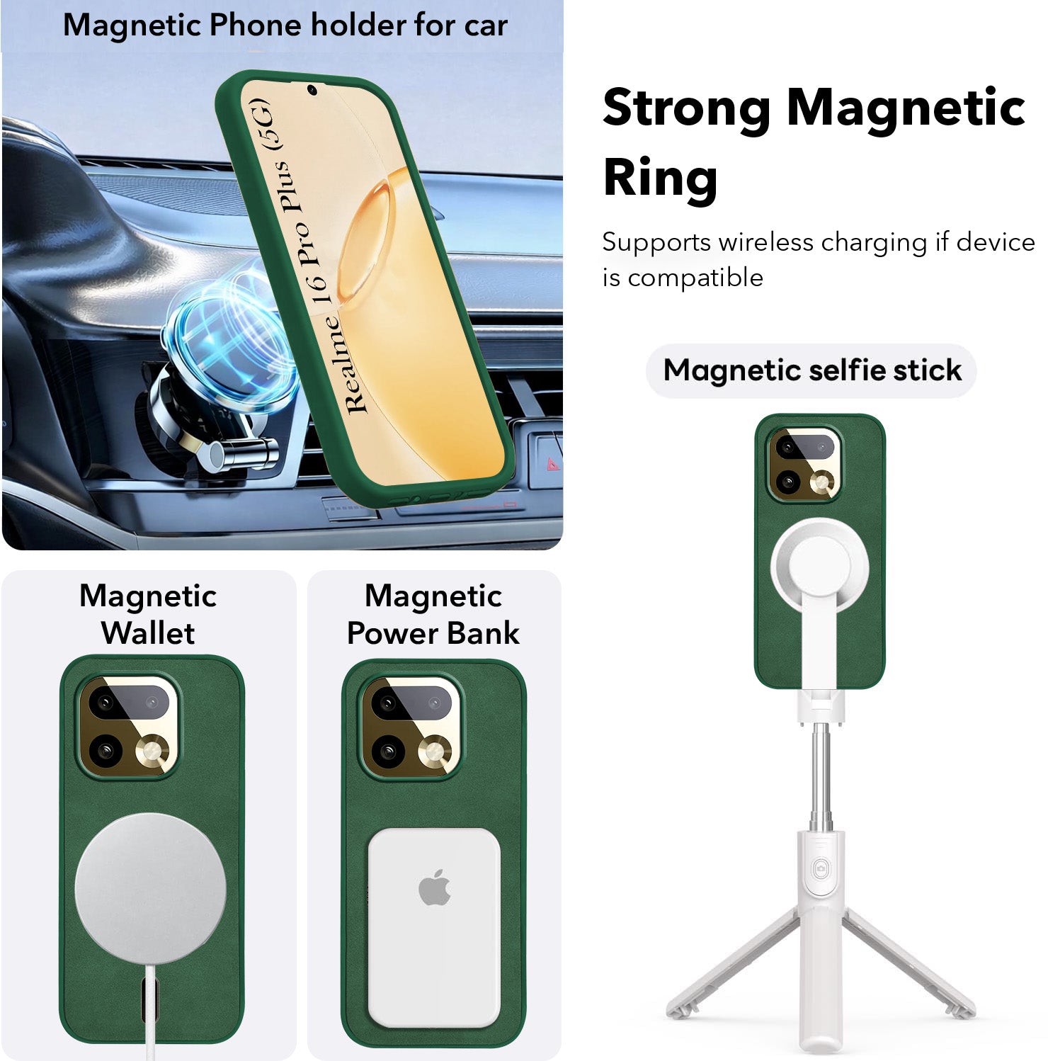For Realme 16 Pro Plus 5G Back Cover Case Leather Finish (MagSafe Compatible Wireless Charging | Soft Touch | Camera Bump Protection)