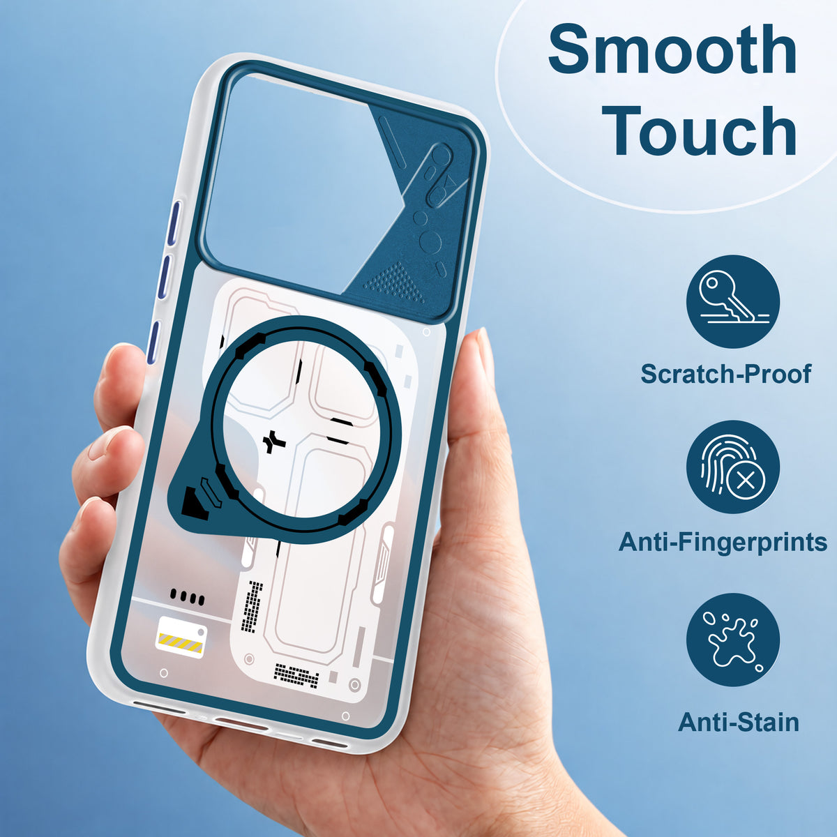 For Vivo T5 Pro 5G Metallic Back Cover Case (Metallic Camera Protection & Buttons | Translucent Milky Shade | Hard Polycarbonate)