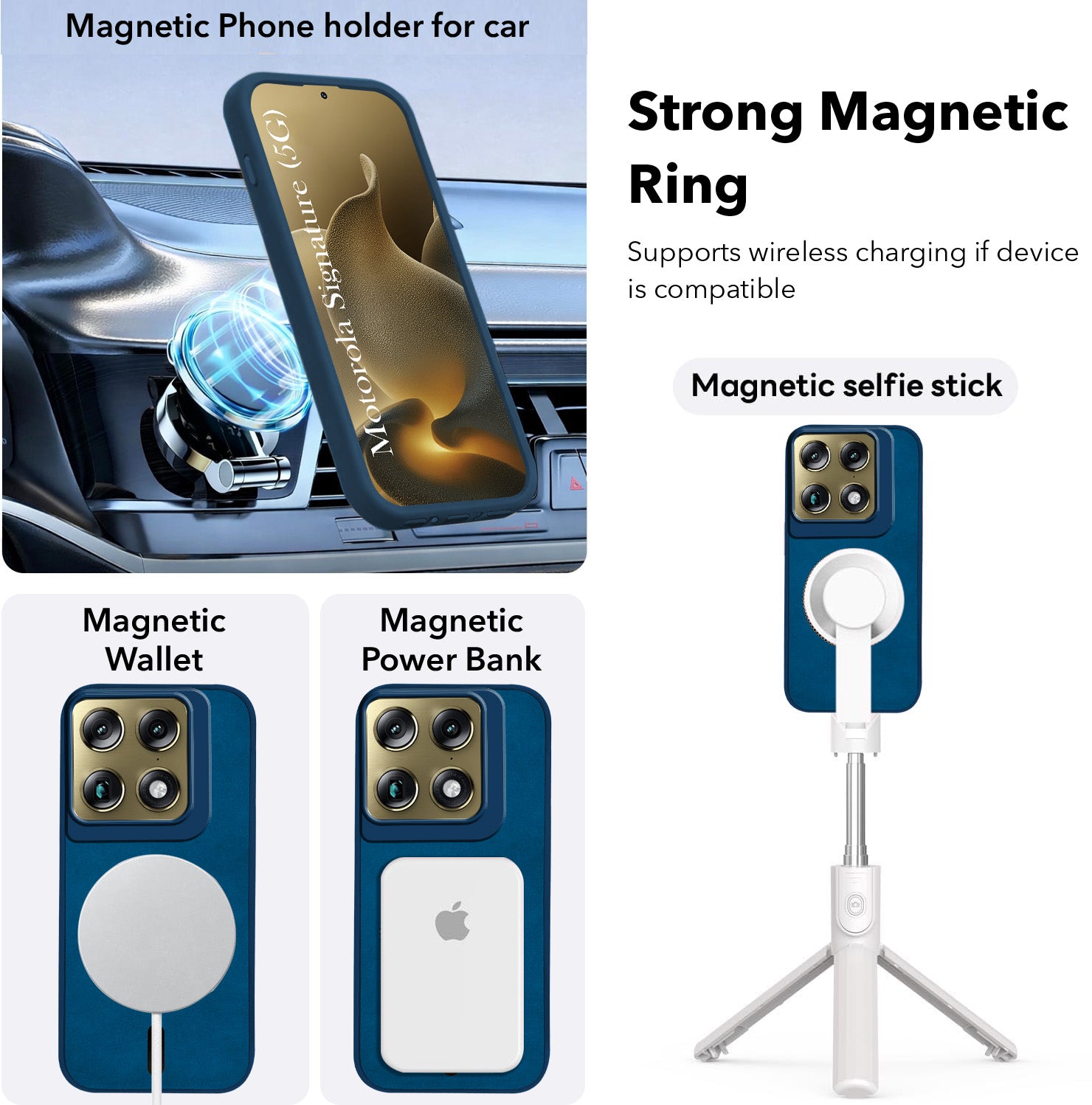 For Motorola Moto Signature 5G Back Cover Case Leather Finish (MagSafe Compatible Wireless Charging | Soft Touch | Camera Bump Protection)