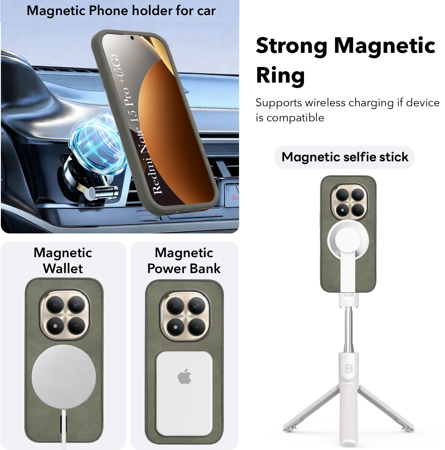For Xiaomi Redmi Note 15 Pro Plus 5G Back Cover Case Leather Finish (MagSafe Compatible Wireless Charging | Soft Touch | Camera Bump Protection)