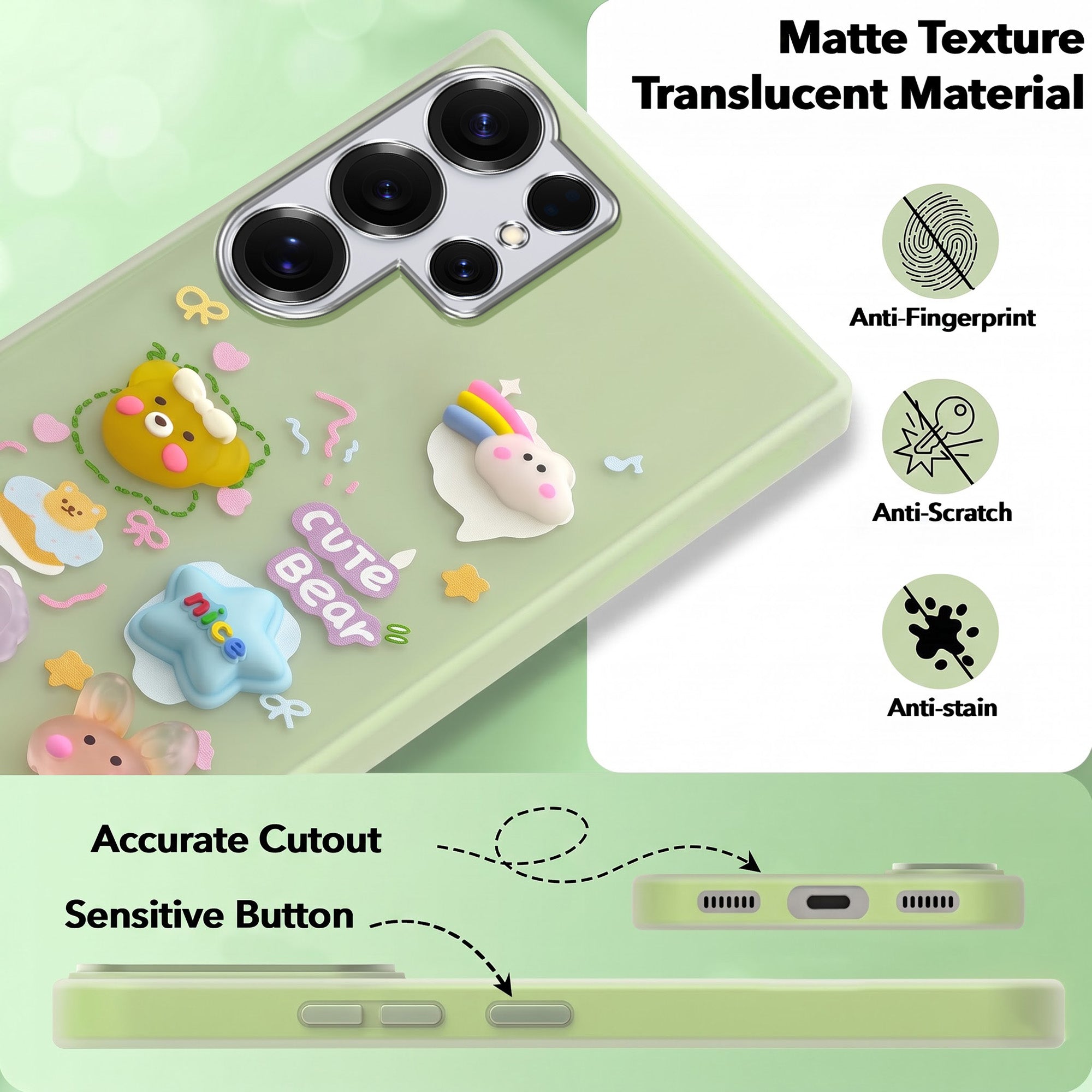 For Samsung Galaxy S25 Ultra Back Cover Case (3D Cute Cartoons | Hard Back Side Soft | Matte Premium Finish | HD Printing)
