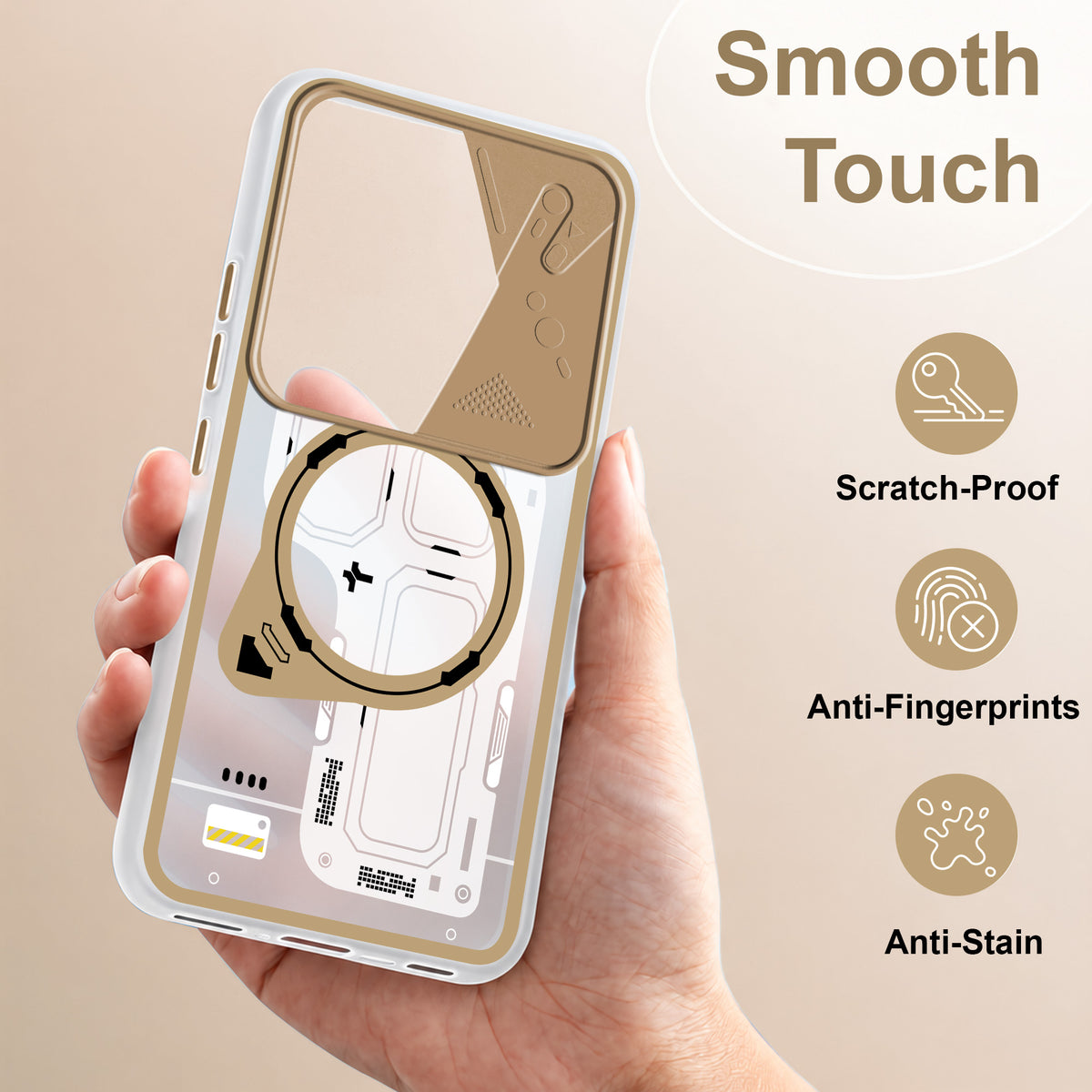 For Vivo T4R Metallic Back Cover Case (Metallic Camera Protection & Buttons | Translucent Milky Shade | Hard Polycarbonate)