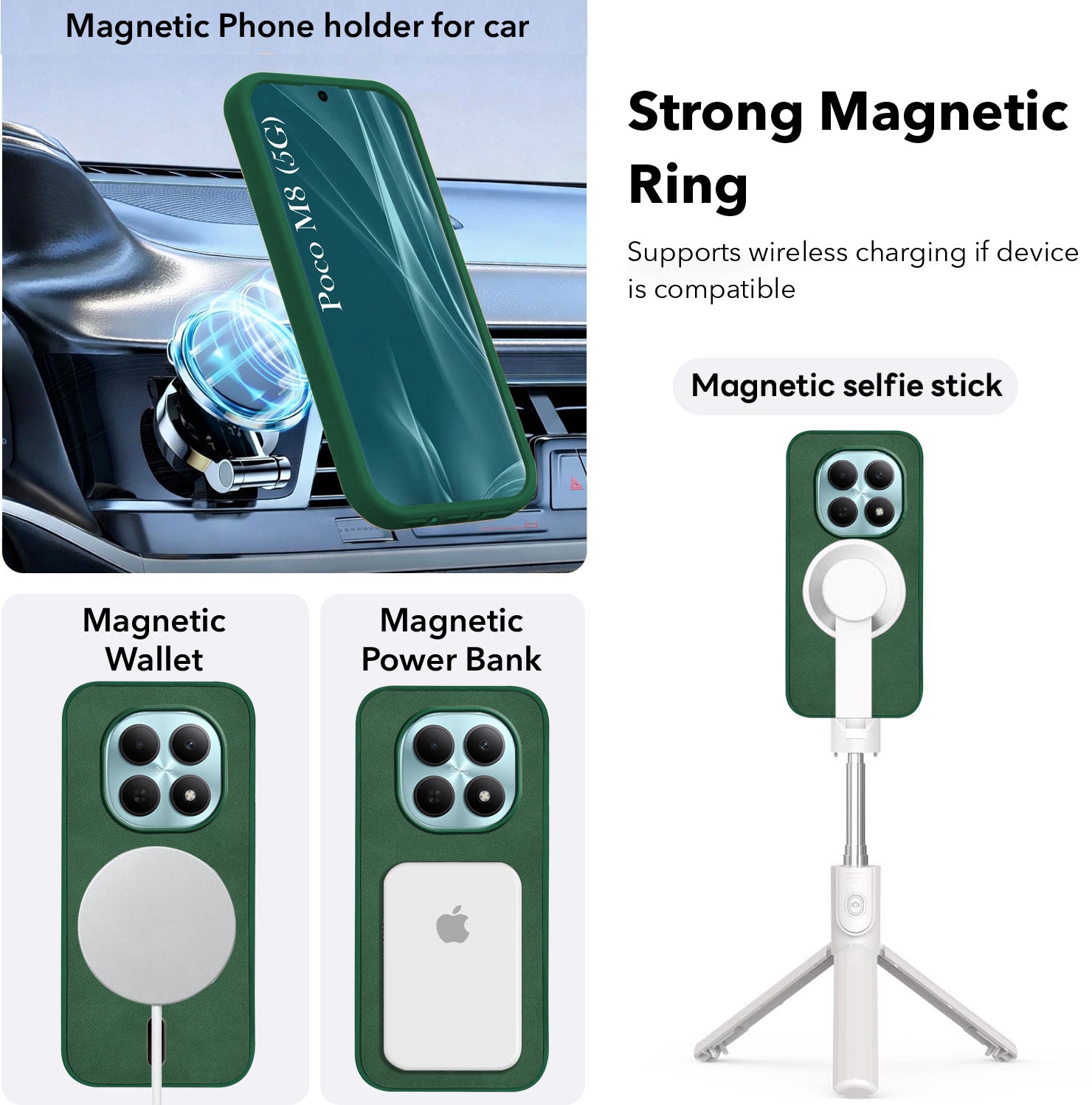 For Poco M8 5G Back Cover Case Leather Finish (MagSafe Compatible Wireless Charging | Soft Touch | Camera Bump Protection)