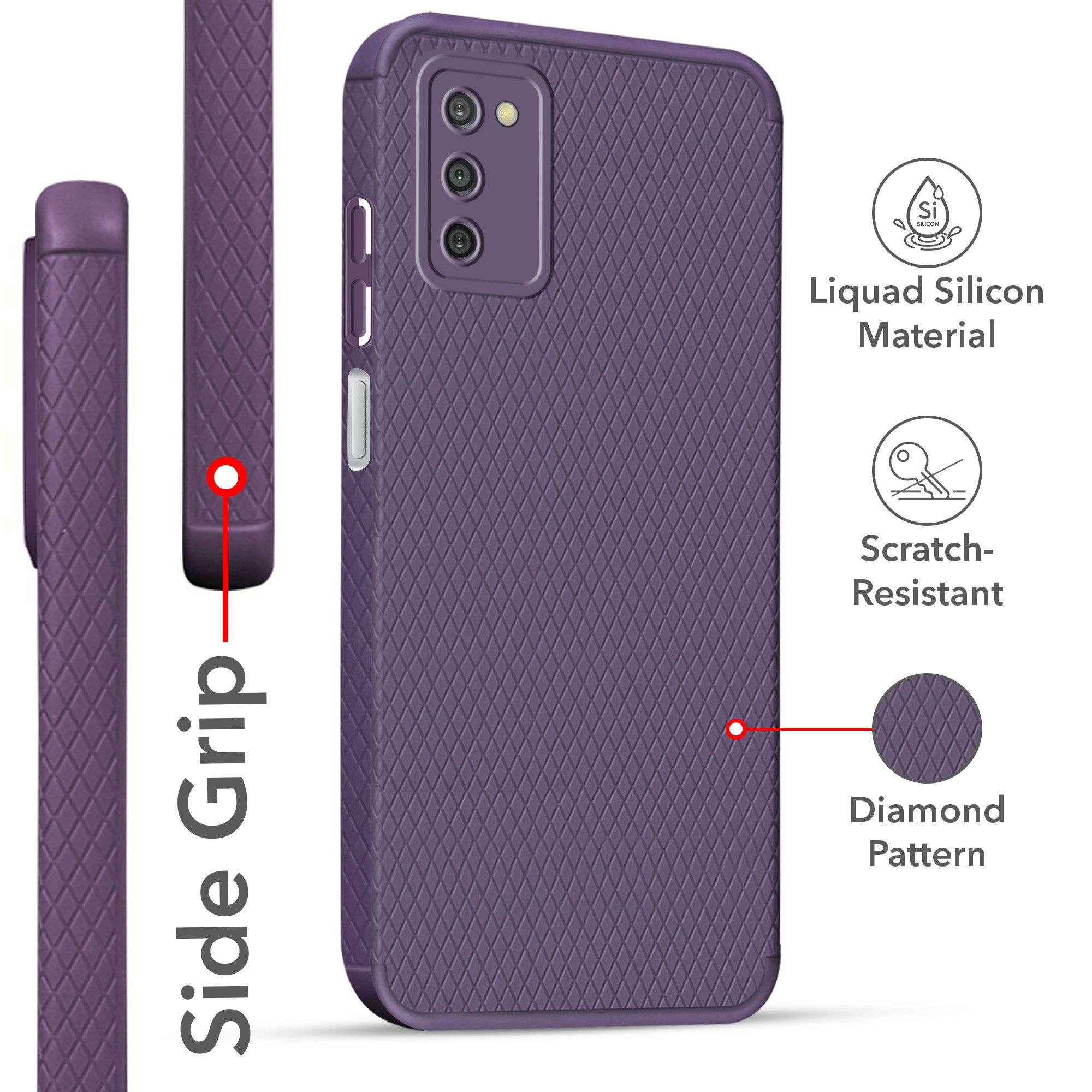 For Samsung Galaxy A03s Back Cover Case Liquid Silicone (Camera Protection | Side Grip Texture | Soft and Flexible) (Copy)