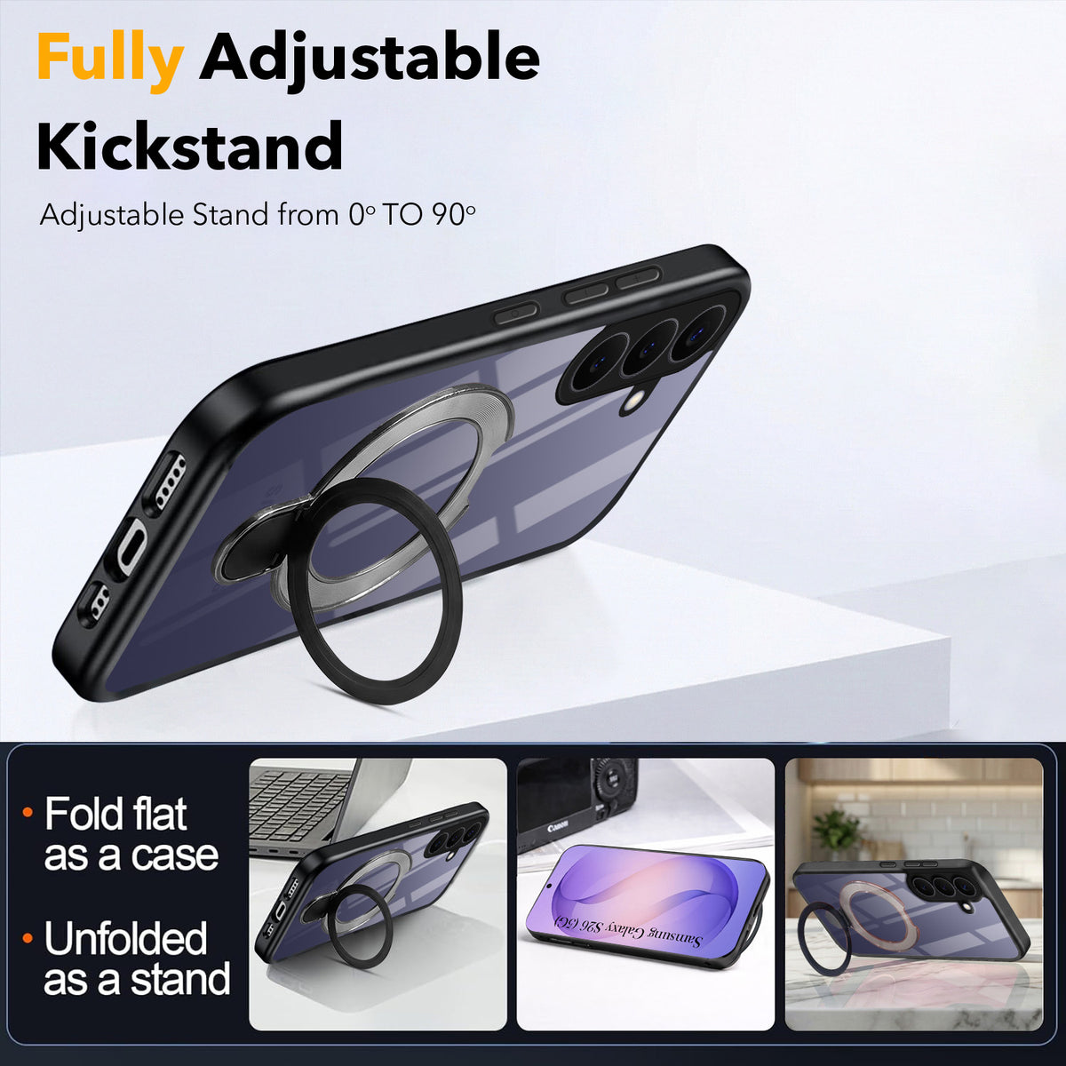 For Samsung Galaxy S26 5G Back Cover Case (Kick Stand Ring Holder | Life time Anti Yellow | Camera Protection)