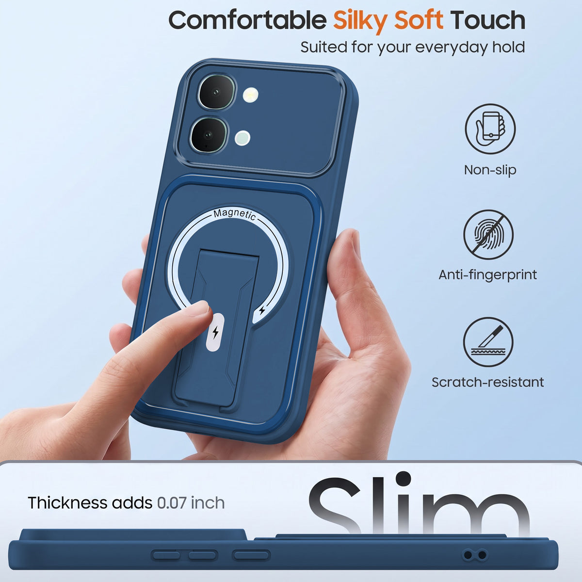 For Vivo iQOO Z11x 5G | Vivo iQOO Z11xa Back Case Cover Metallic (Hybrid Armor Kickstand | MagSafe Compatible | Camera Protection Shockproof)