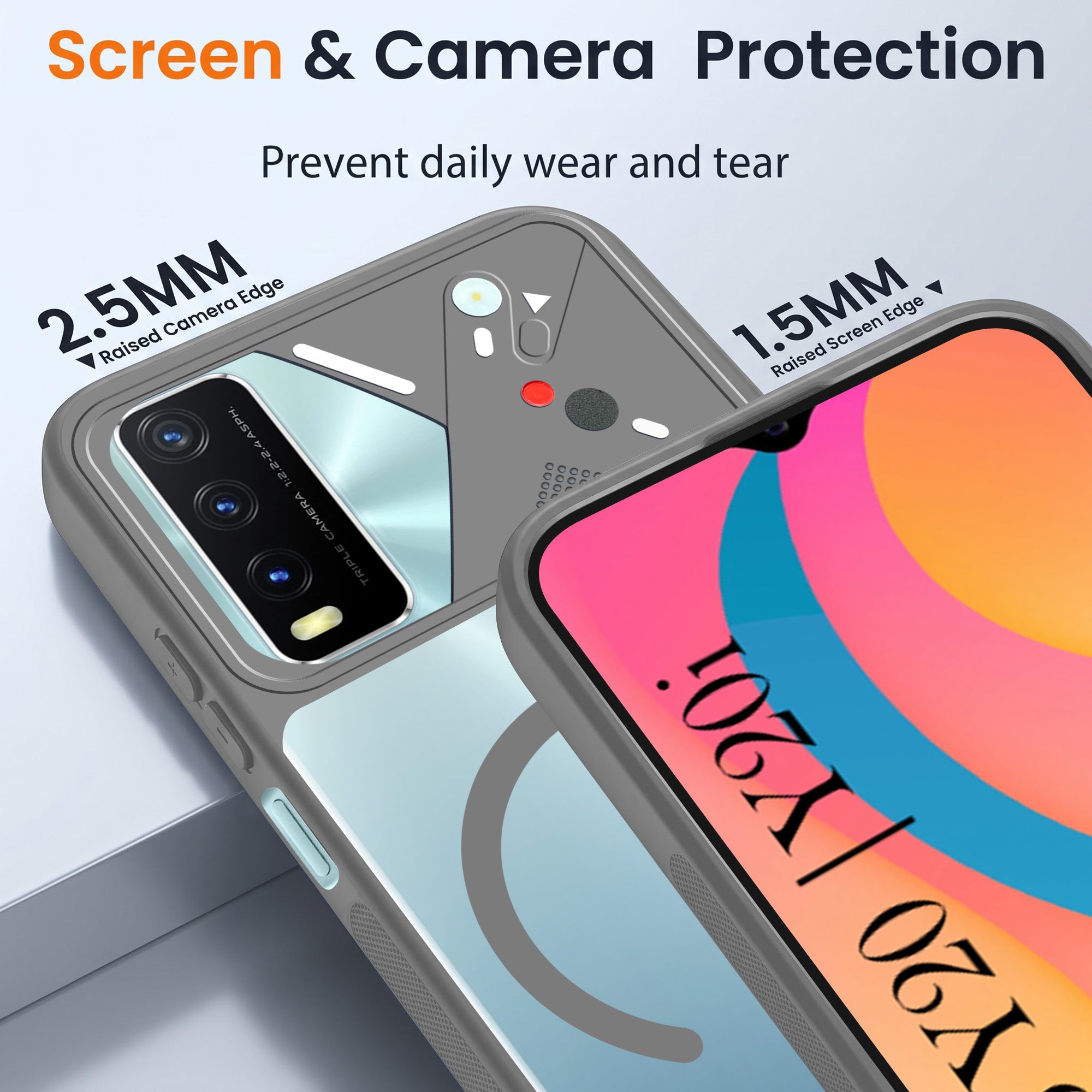 For Vivo Y20 | Y20i Back Cover Case Lifetime Anti-Yellow Clear (Camera Protection | Side Grip | Wireless MagSafe Compatible)