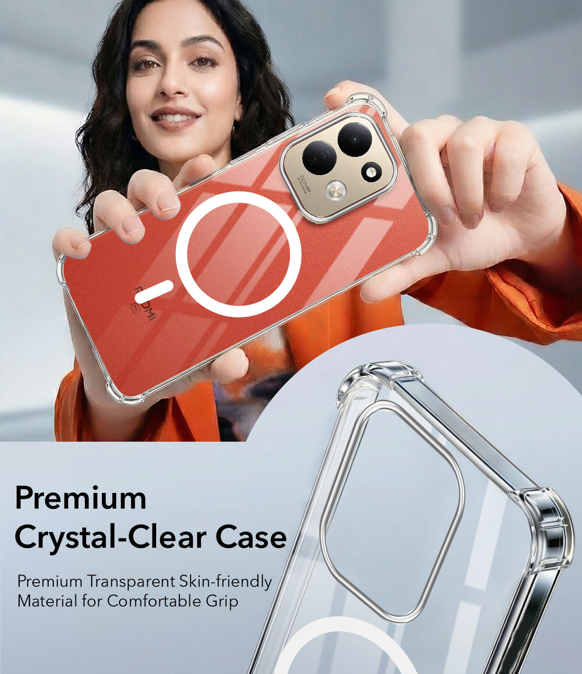 For Redmi 17 5G Back Cover Shockproof Crystal-Clear (Magsafe Wireless Support | Drop & Camera Protection | Hard Polycarbonate)