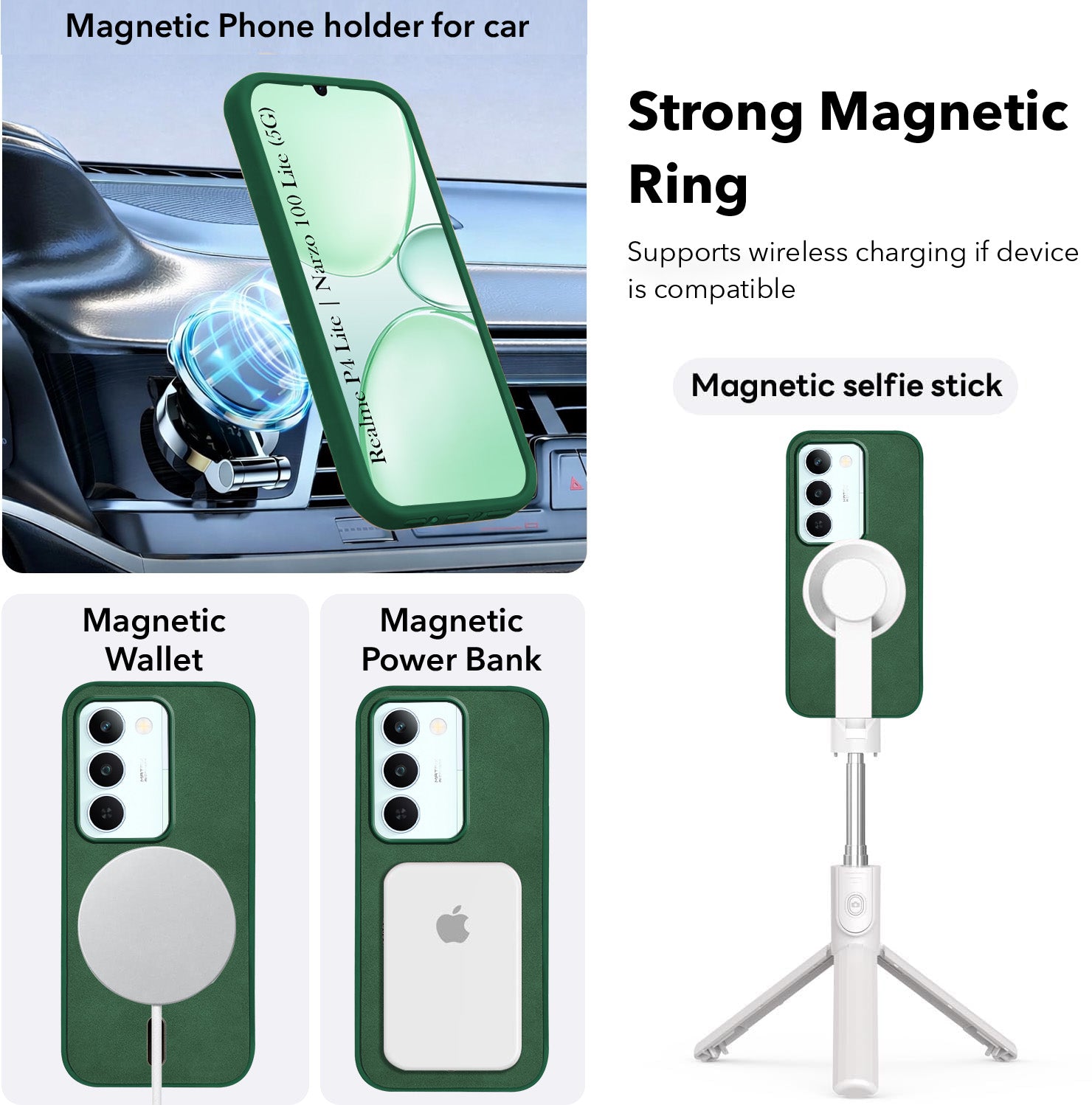 For Realme P4 Lite 5G | Narzo 100 Lite 5G Back Cover Case Leather Finish (MagSafe Compatible Wireless Charging | Soft Touch | Camera Bump Protection)