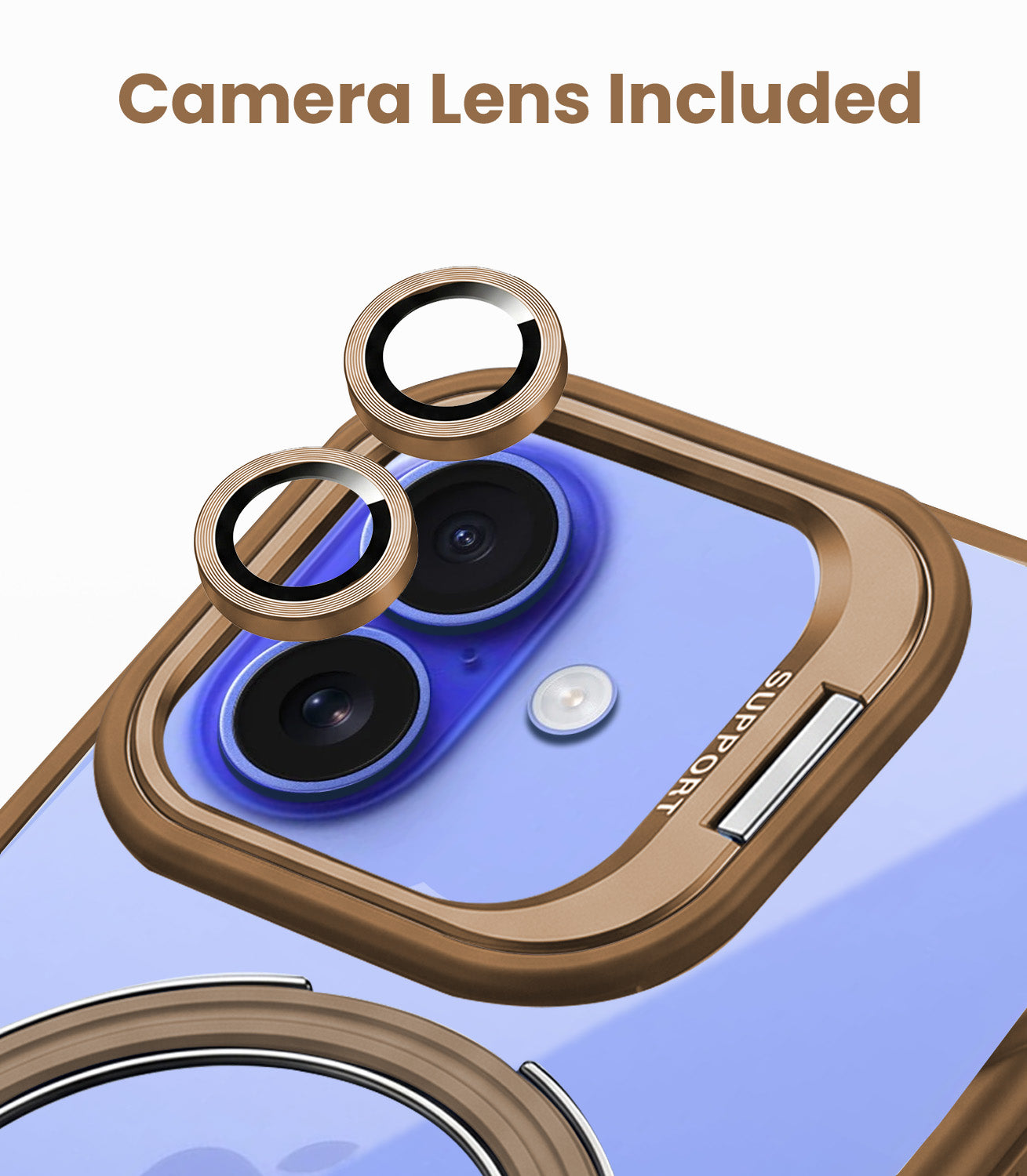 For Apple iPhone 16 Plus Back Cover Case Crystal (Lifetime Anti Yellow | Magnetic Ring Stand | Camera Lens Protection | MagSafe Compatible)