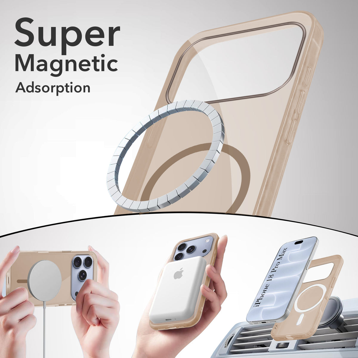 For Apple iPhone 18 Pro Max Back Cover Case Lifetime Anti-Yellow MagSafe Compatible Clear (Sleek Hard Crystal | Shockproof and Camera Protection)