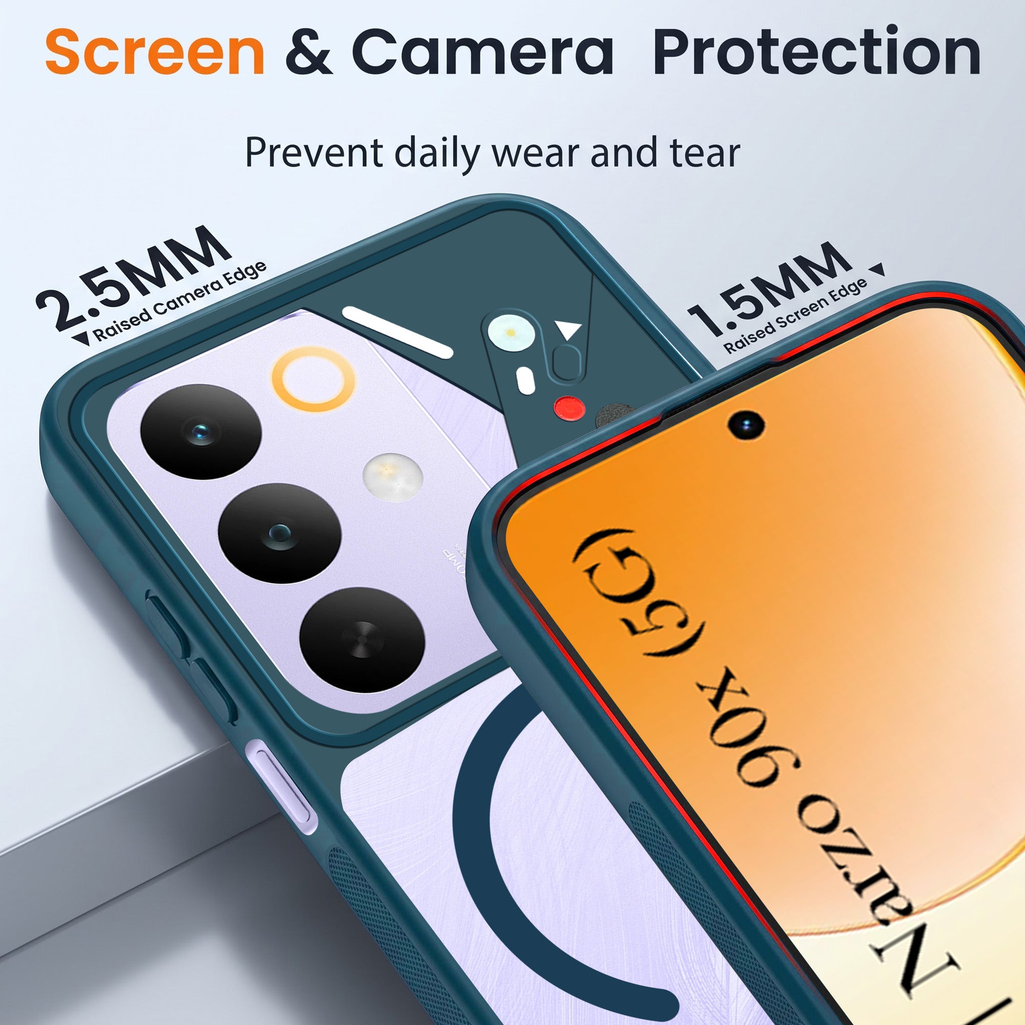 For Realme C85 5G | Realme Narzo 90x  Back Cover Case Lifetime Anti-Yellow Clear (Camera Protection | Side Grip | Wireless MagSafe Compatible)