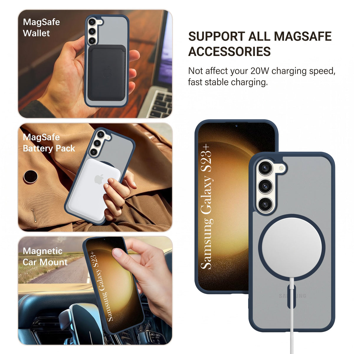 For Samsung Galaxy S23 Plus Matte Finish Back Case Cover (MagSafe Compatible | Translucent Soft Touch | Slim and Unbreakable)