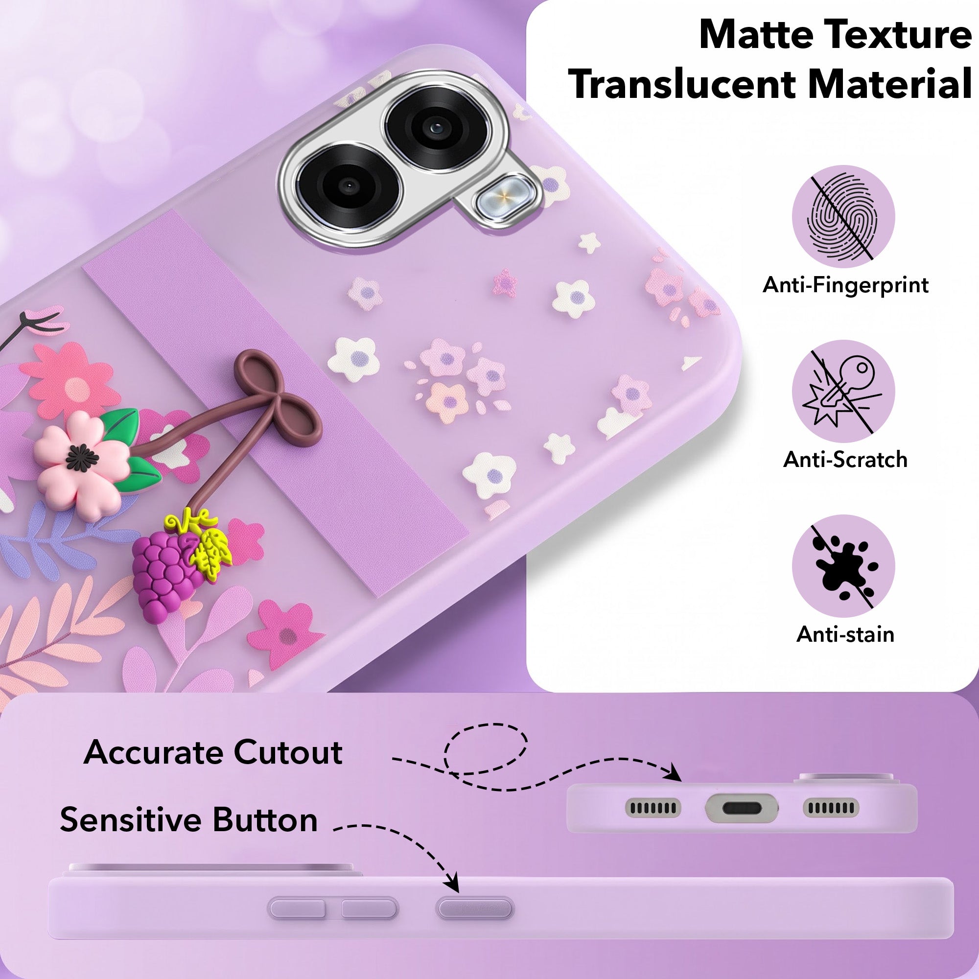 For Oppo K14x 5G Back Cover Case (3D Cute Cartoons | Hard Back Side Soft | Matte Premium Finish | HD Printing)