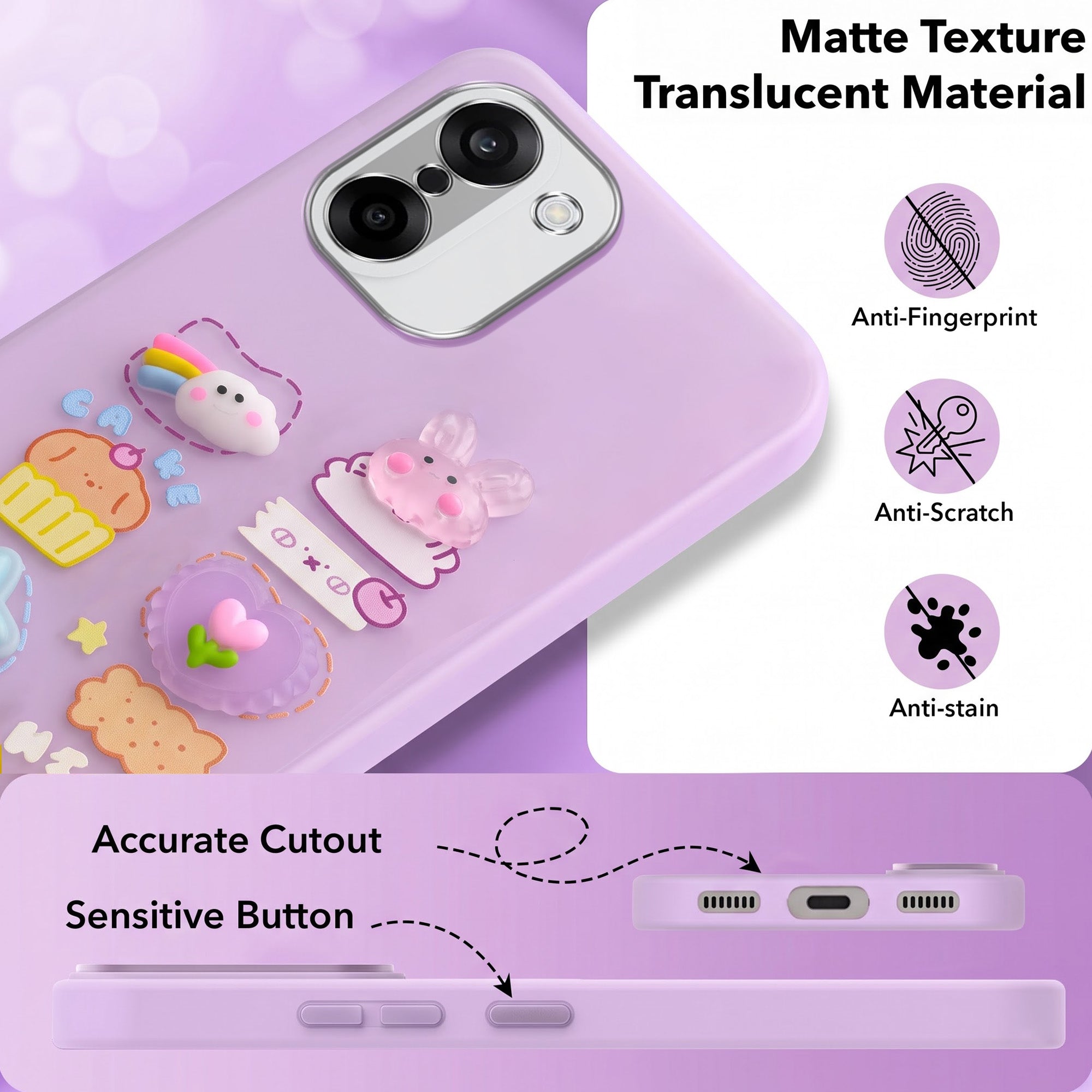 For Oneplus Nord CE 5 Back Cover Case (3D Cute Cartoons | Hard Back Side Soft | Matte Premium Finish | HD Printing)